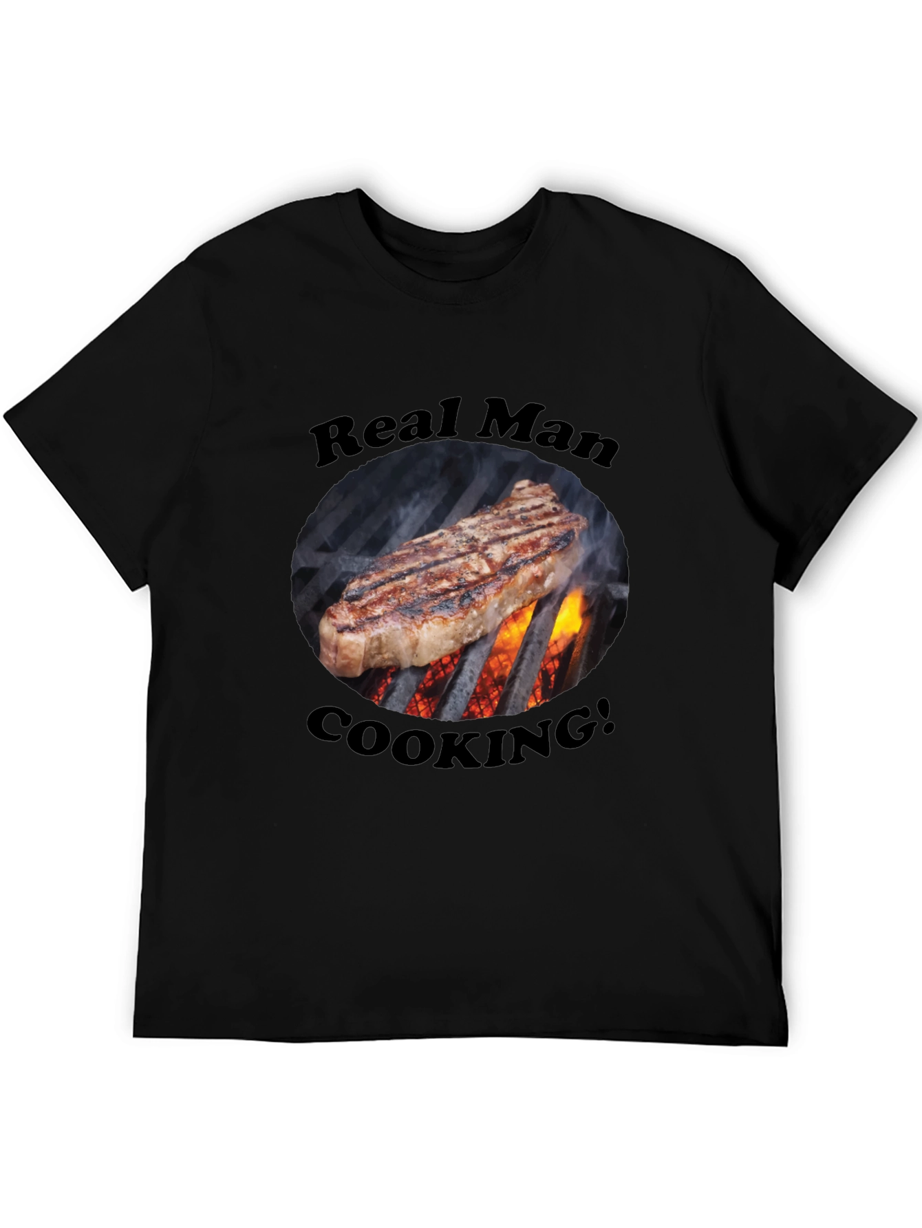Real Man Cooking T-Shirt BBQ Grill Steak Tee