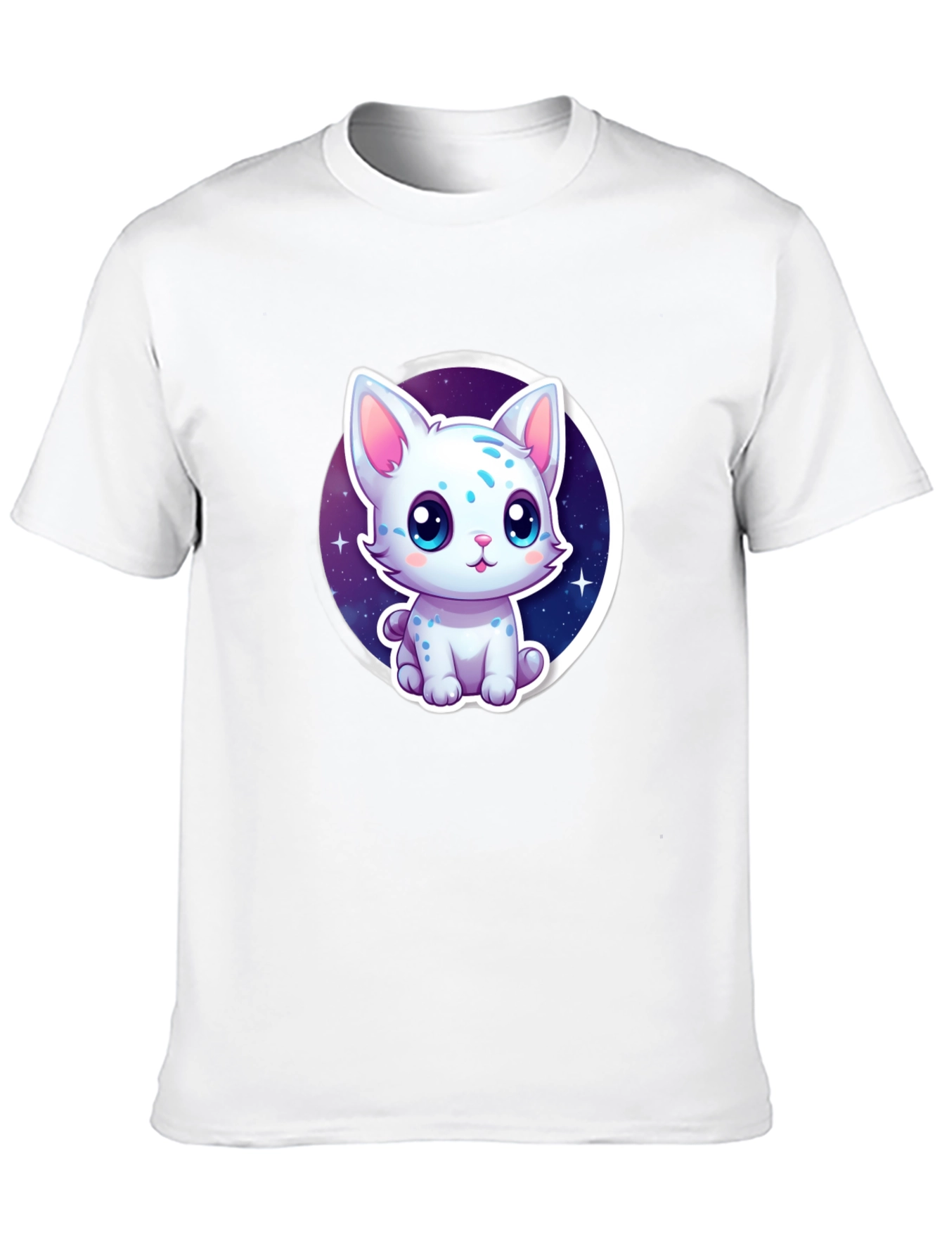 Cute Cartoon Cat Graphic Tee - Black