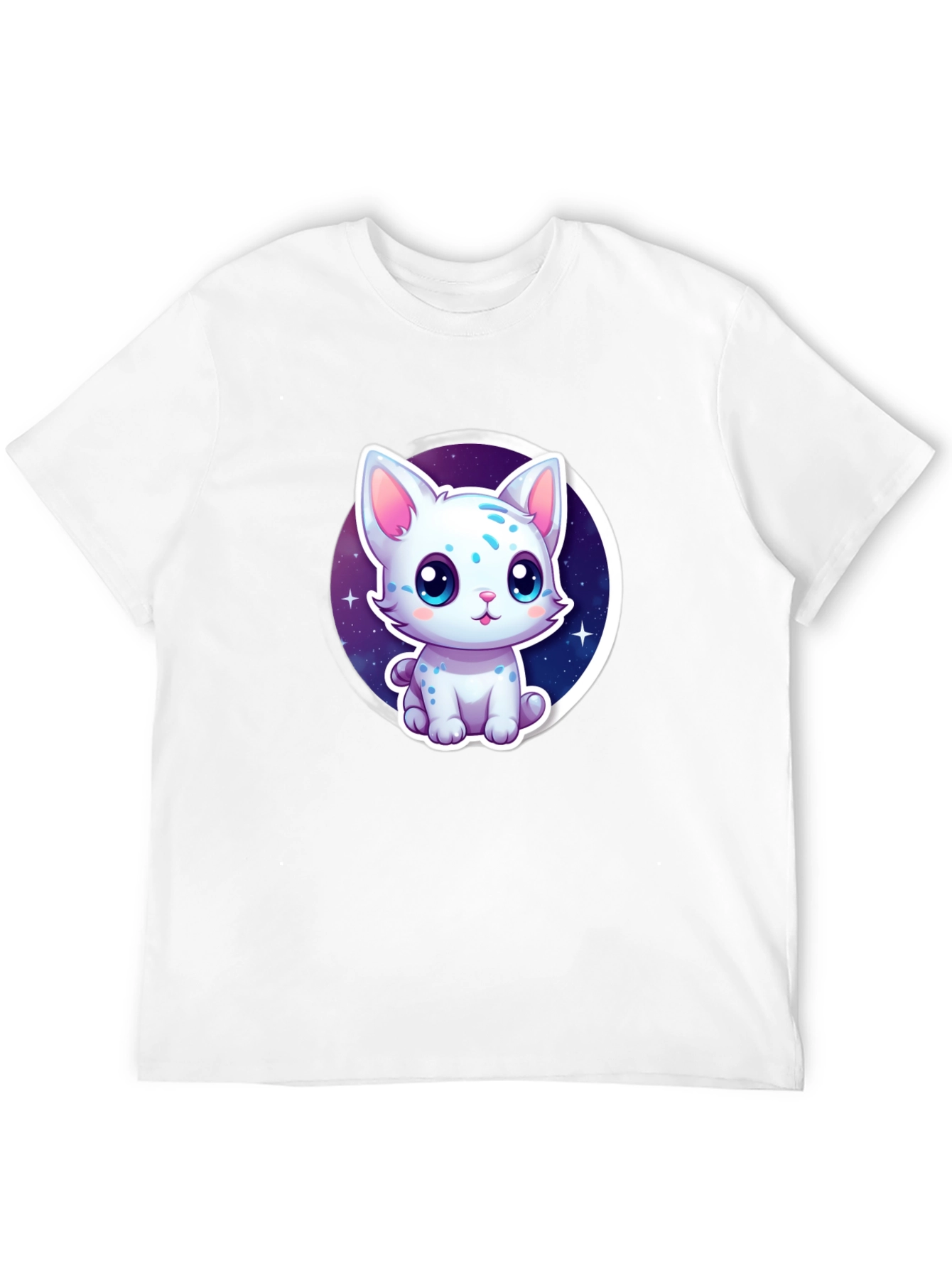 Cute Cartoon Cat Graphic Tee - Black
