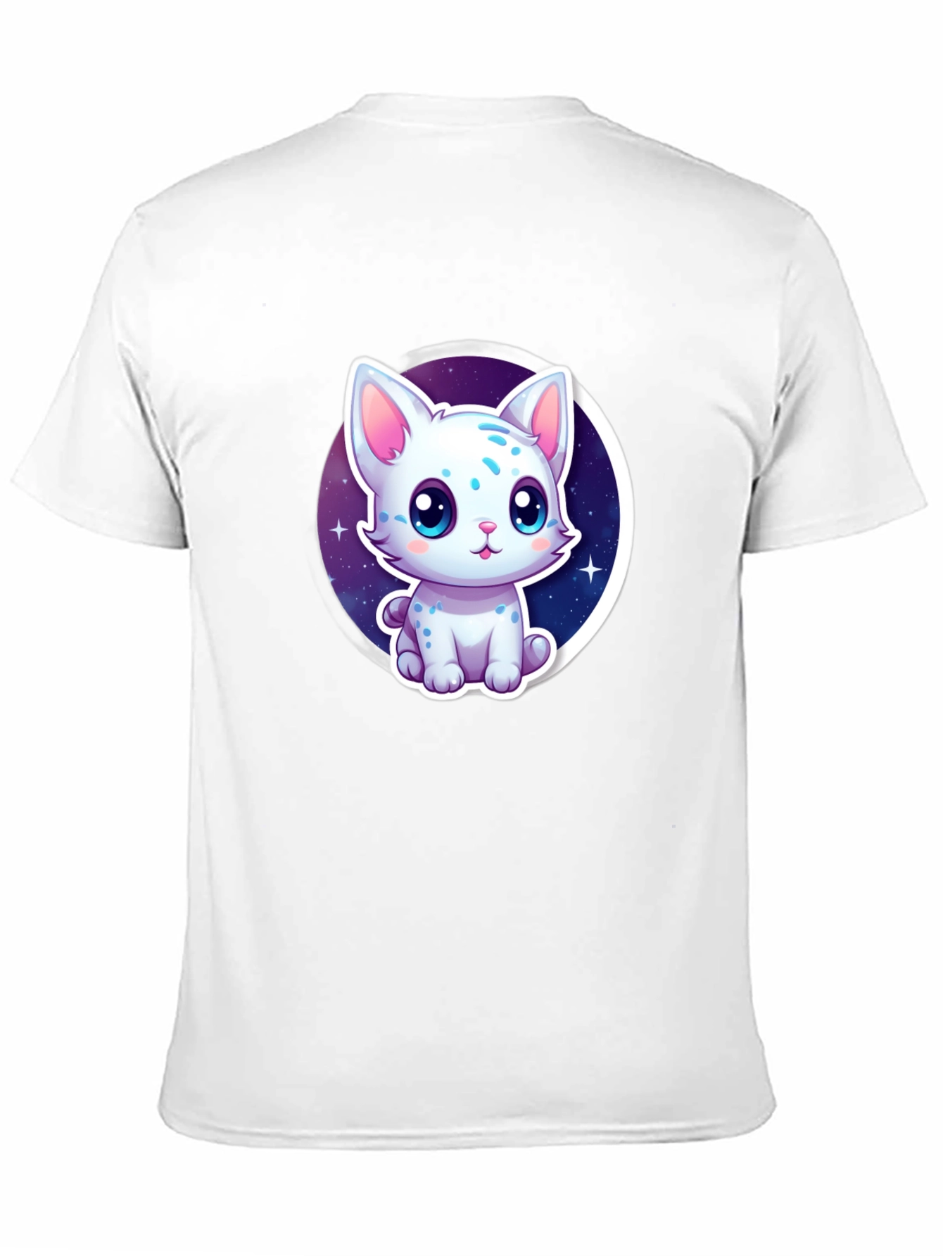 Cute Cartoon Cat Graphic Tee - Black