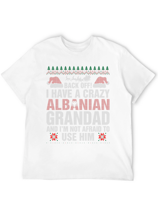 Crazy Albanian Grandad Ugly Christmas Sweater T-Shirt