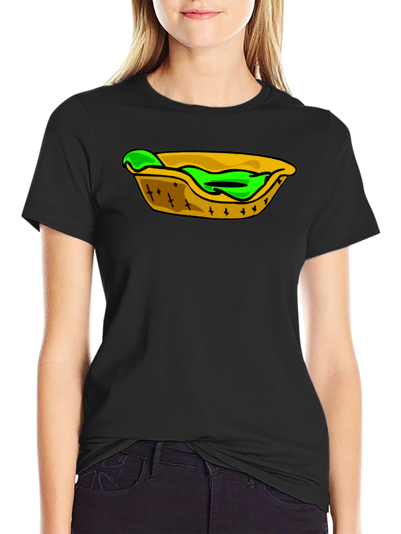 Taco Cartoon Graphic Mens Black T-Shirt