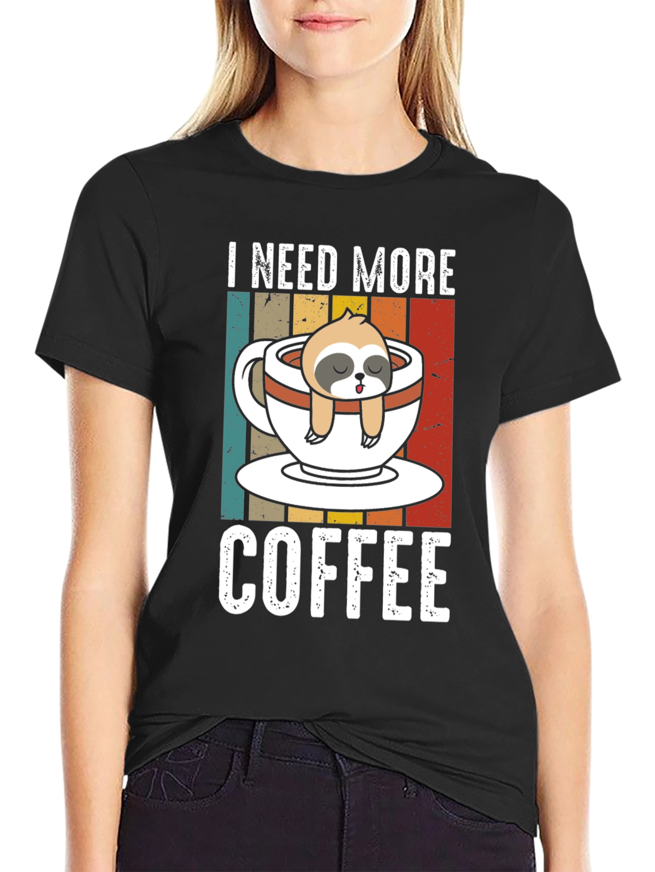 I Need More Coffee Sloth Graphic T-Shirt