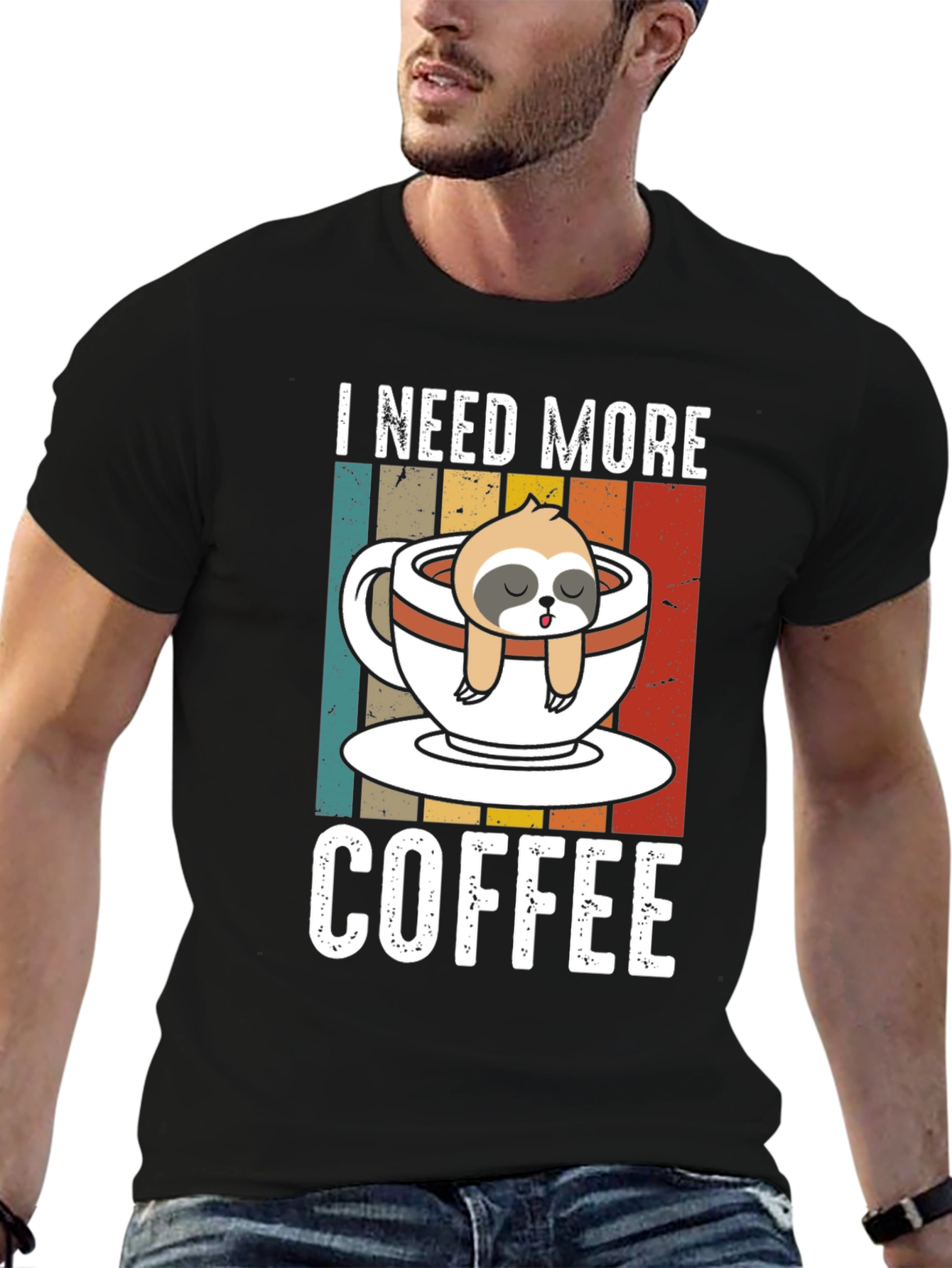 I Need More Coffee Sloth Graphic T-Shirt