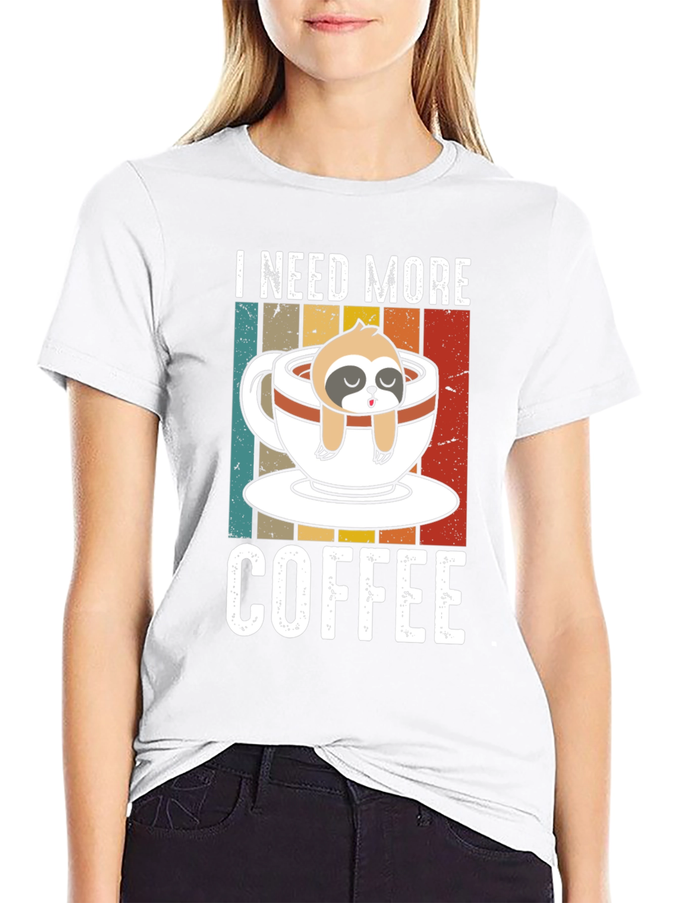 I Need More Coffee Sloth Graphic T-Shirt