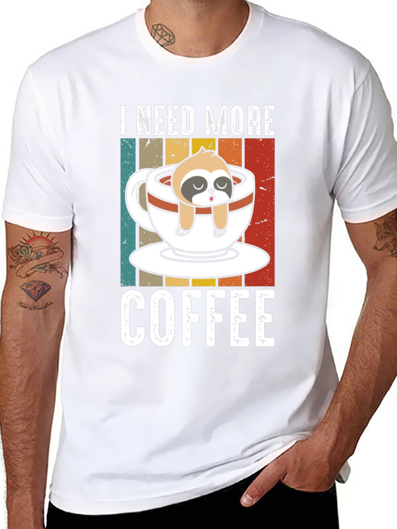 I Need More Coffee Sloth Graphic T-Shirt
