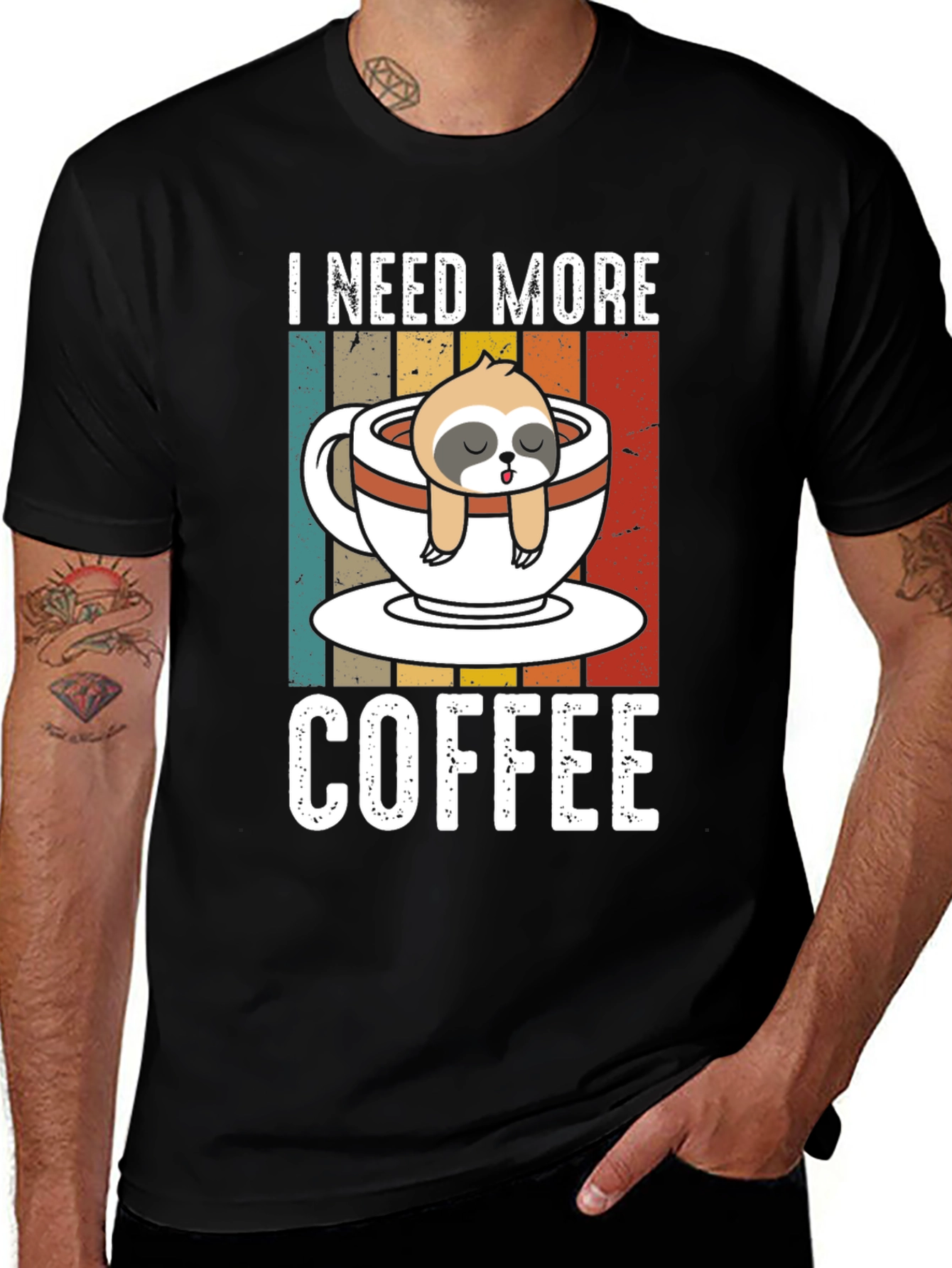 I Need More Coffee Sloth Graphic T-Shirt