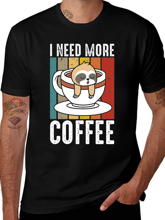 I Need More Coffee Sloth Graphic T-Shirt