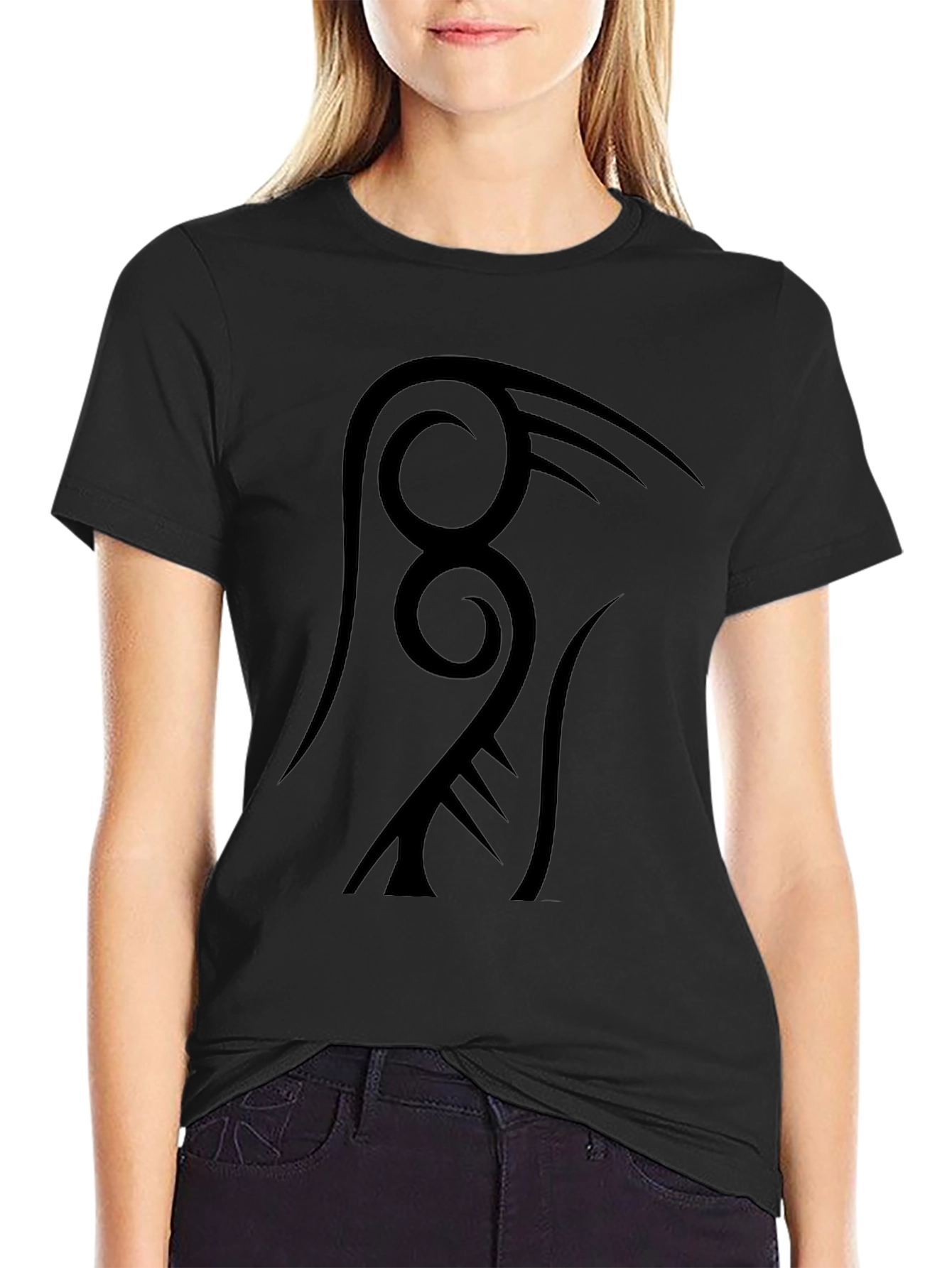 Tribal Design Black T-Shirt - Modern Casual Wear