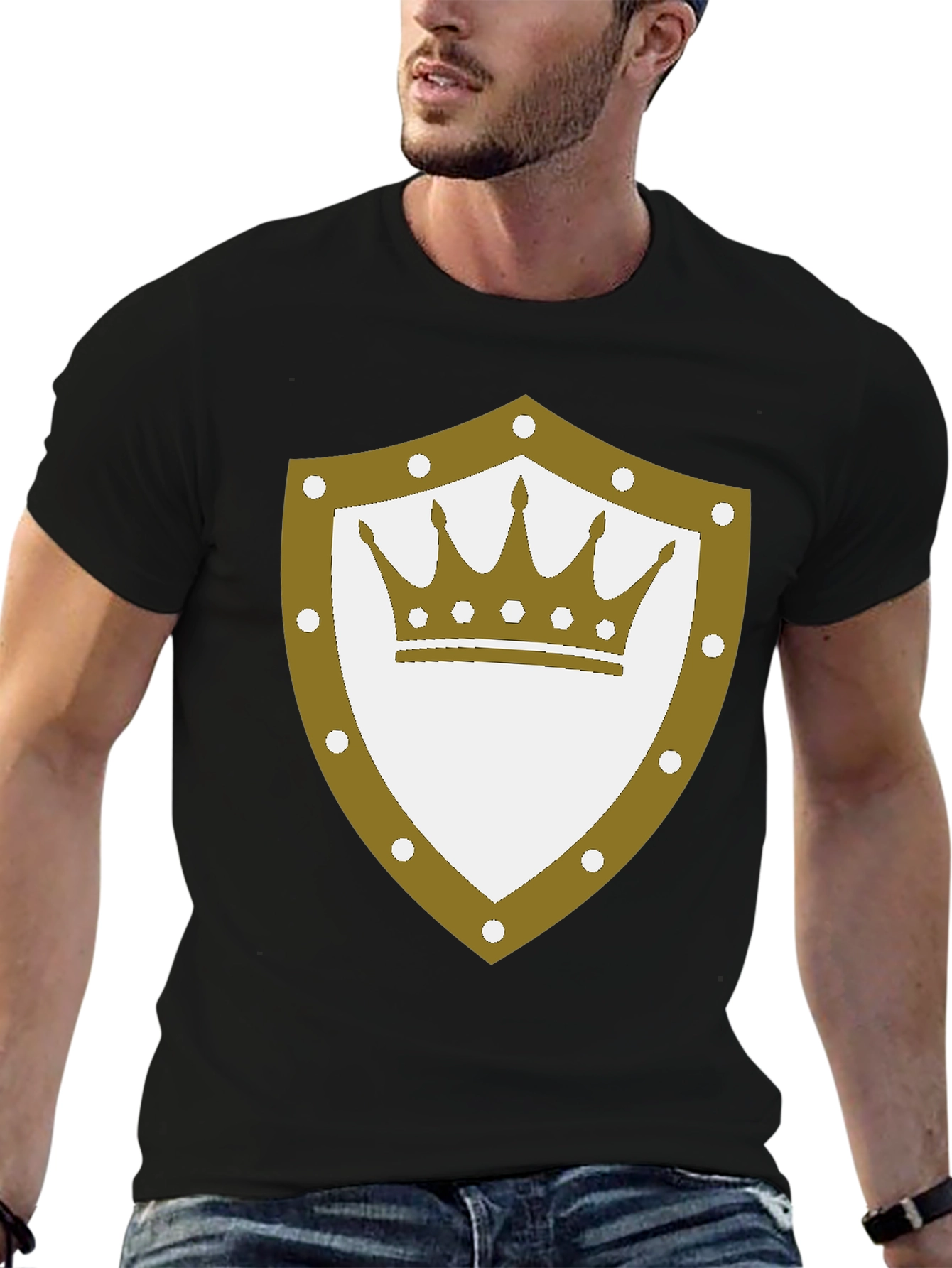 Royal Crest Graphic Tee - Black Cotton Blend