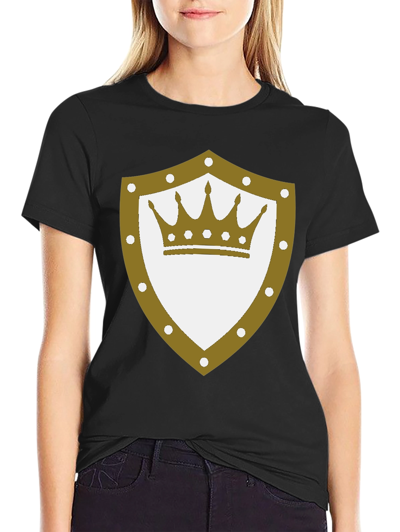 Royal Crest Graphic Tee - Black Cotton Blend