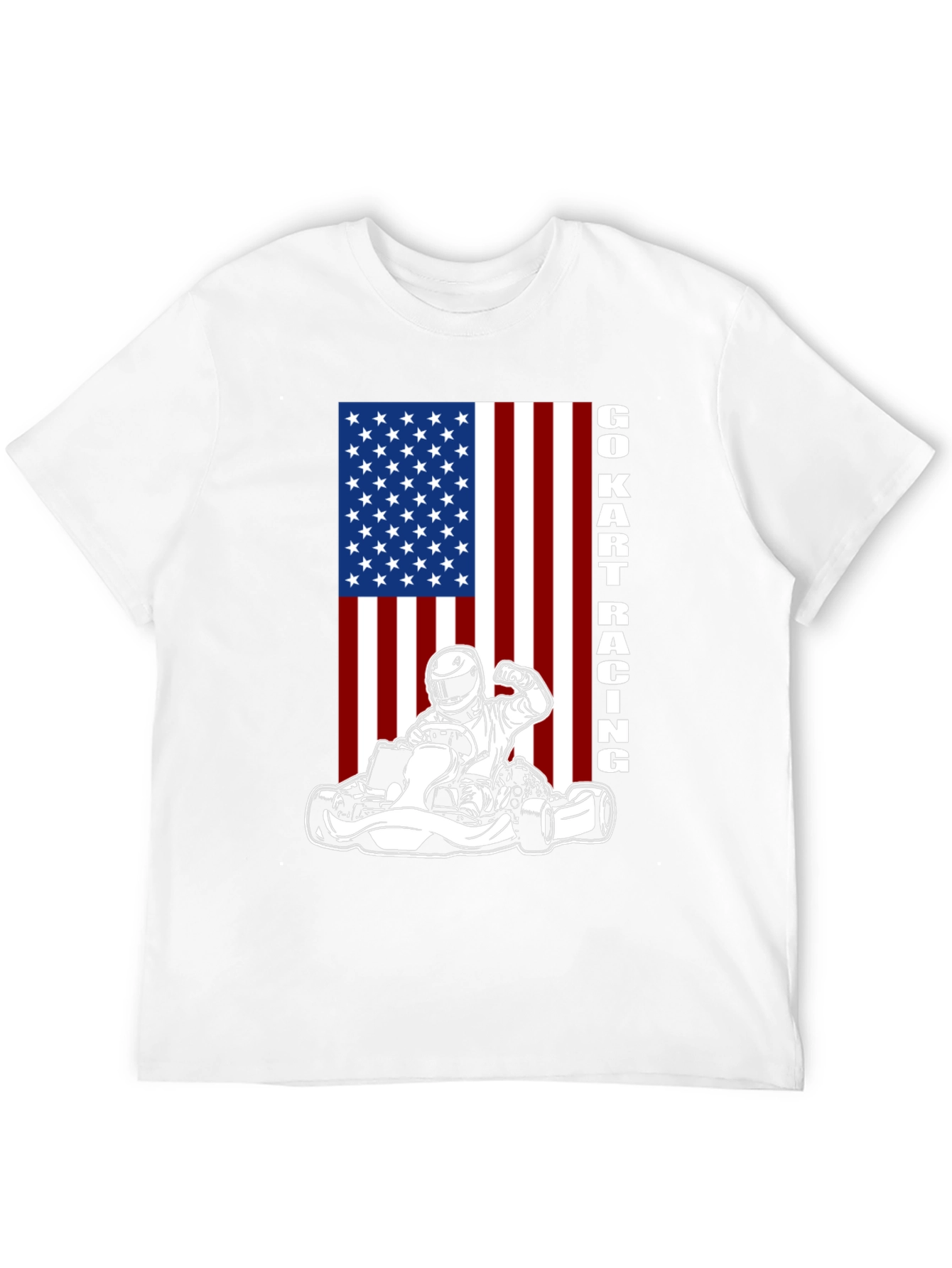 Go Kart Racing USA Flag Graphic T-Shirt