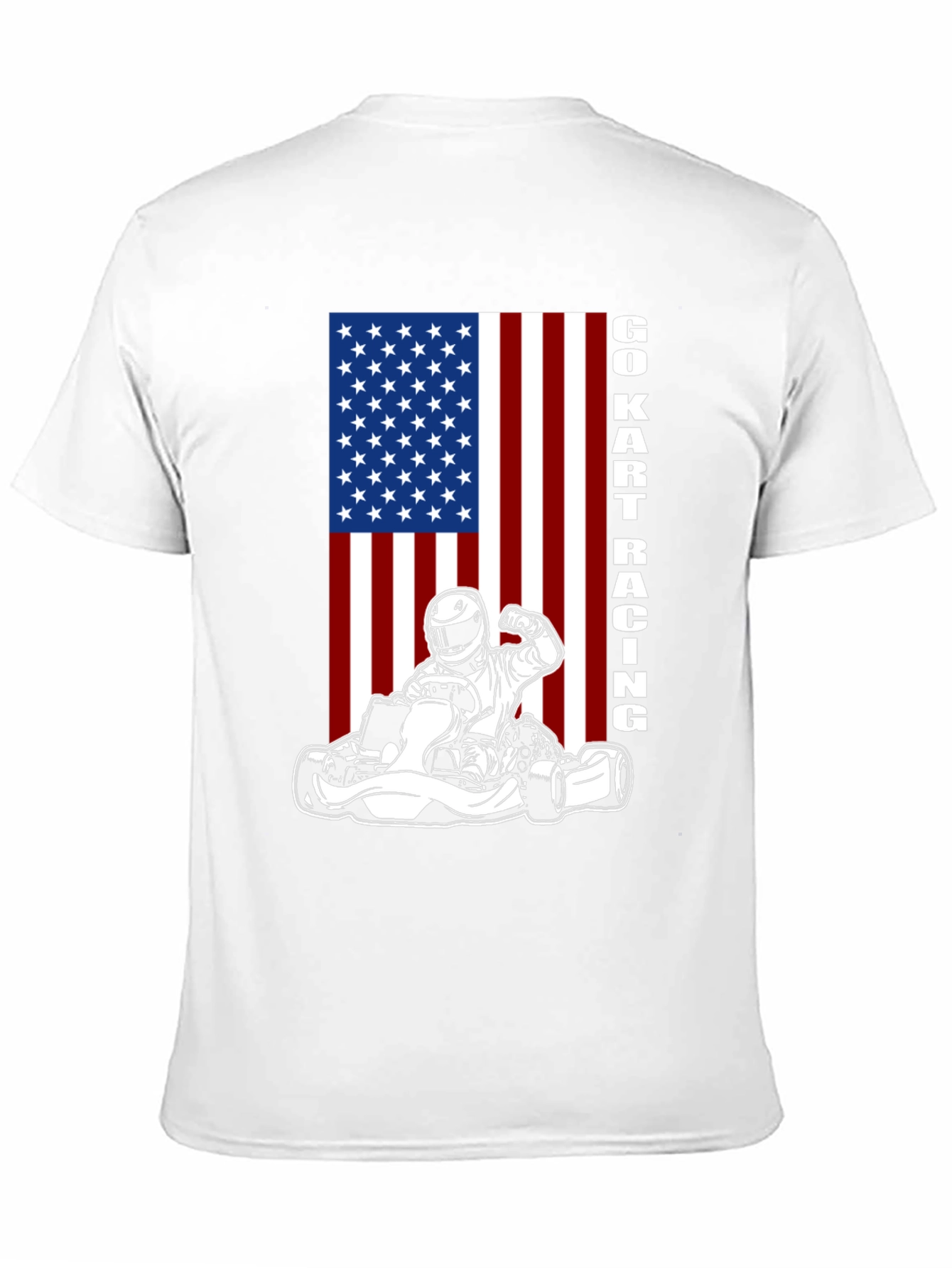 Go Kart Racing USA Flag Graphic T-Shirt