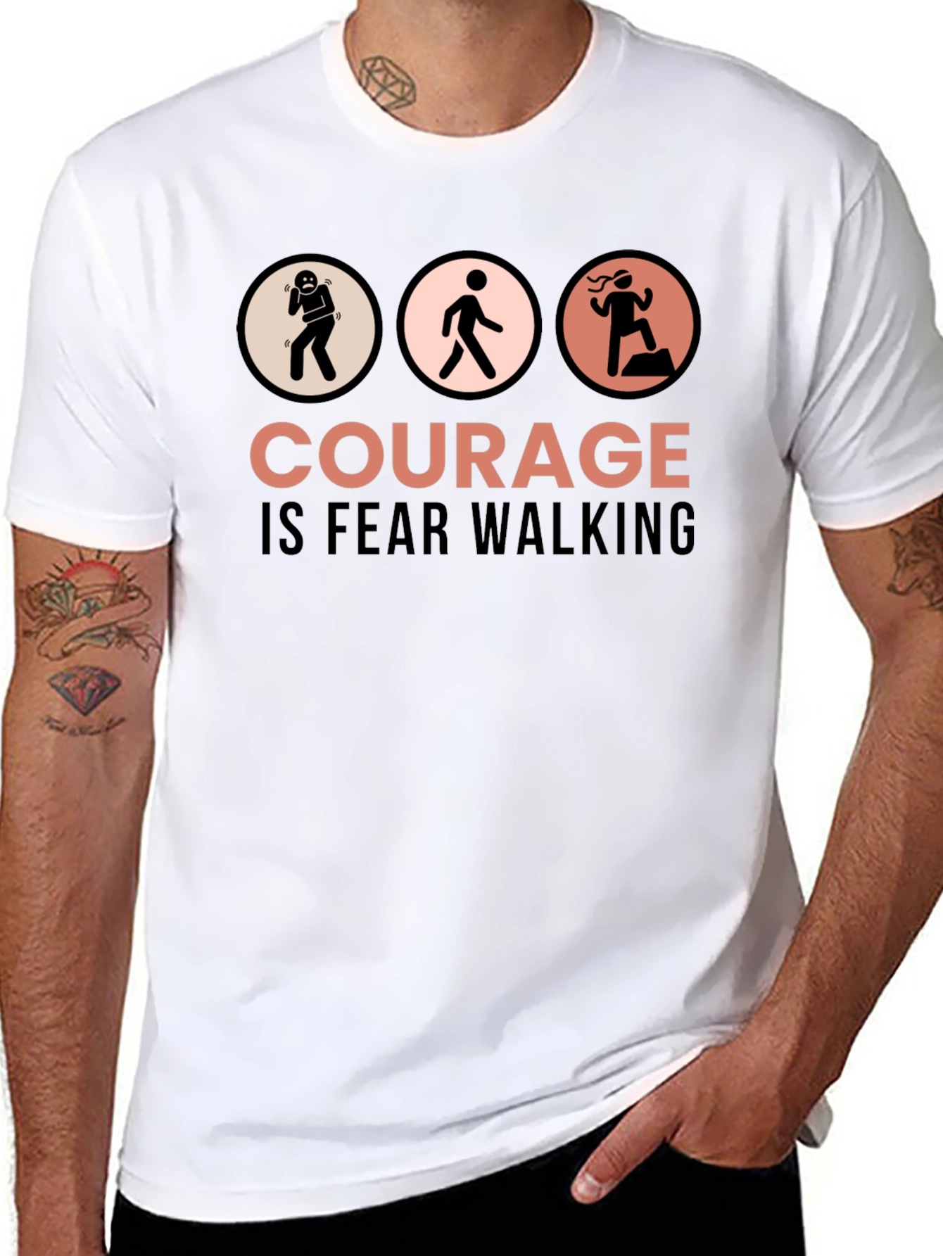 Courage is Fear Walking Graphic T-Shirt