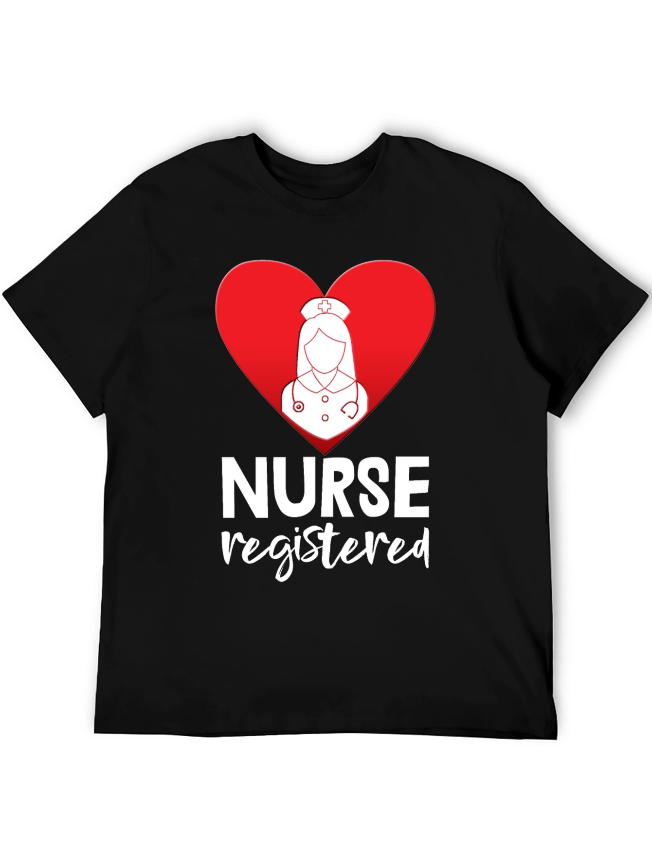 Registered Nurse Heart Graphic Black T-Shirt