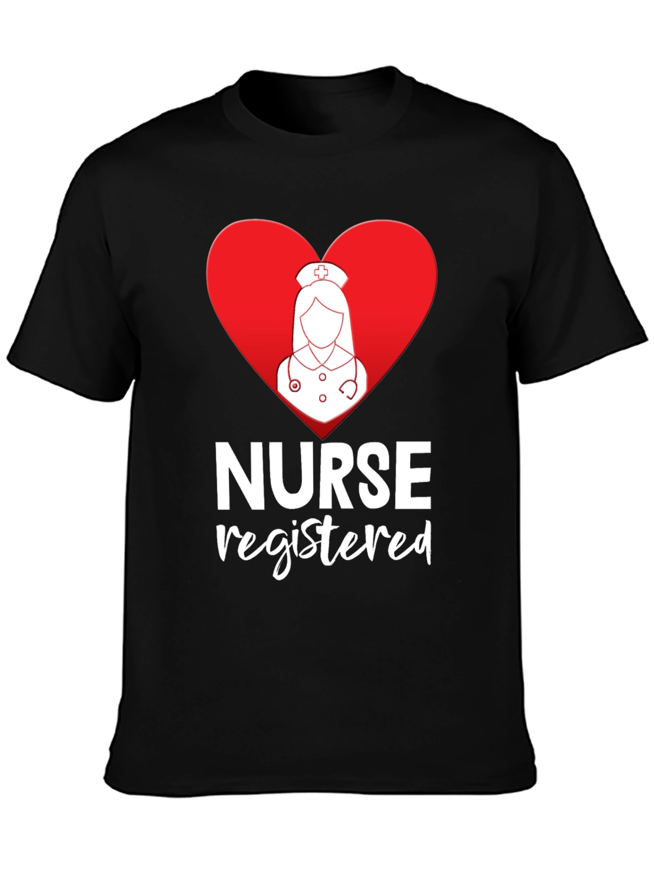 Registered Nurse Heart Graphic Black T-Shirt