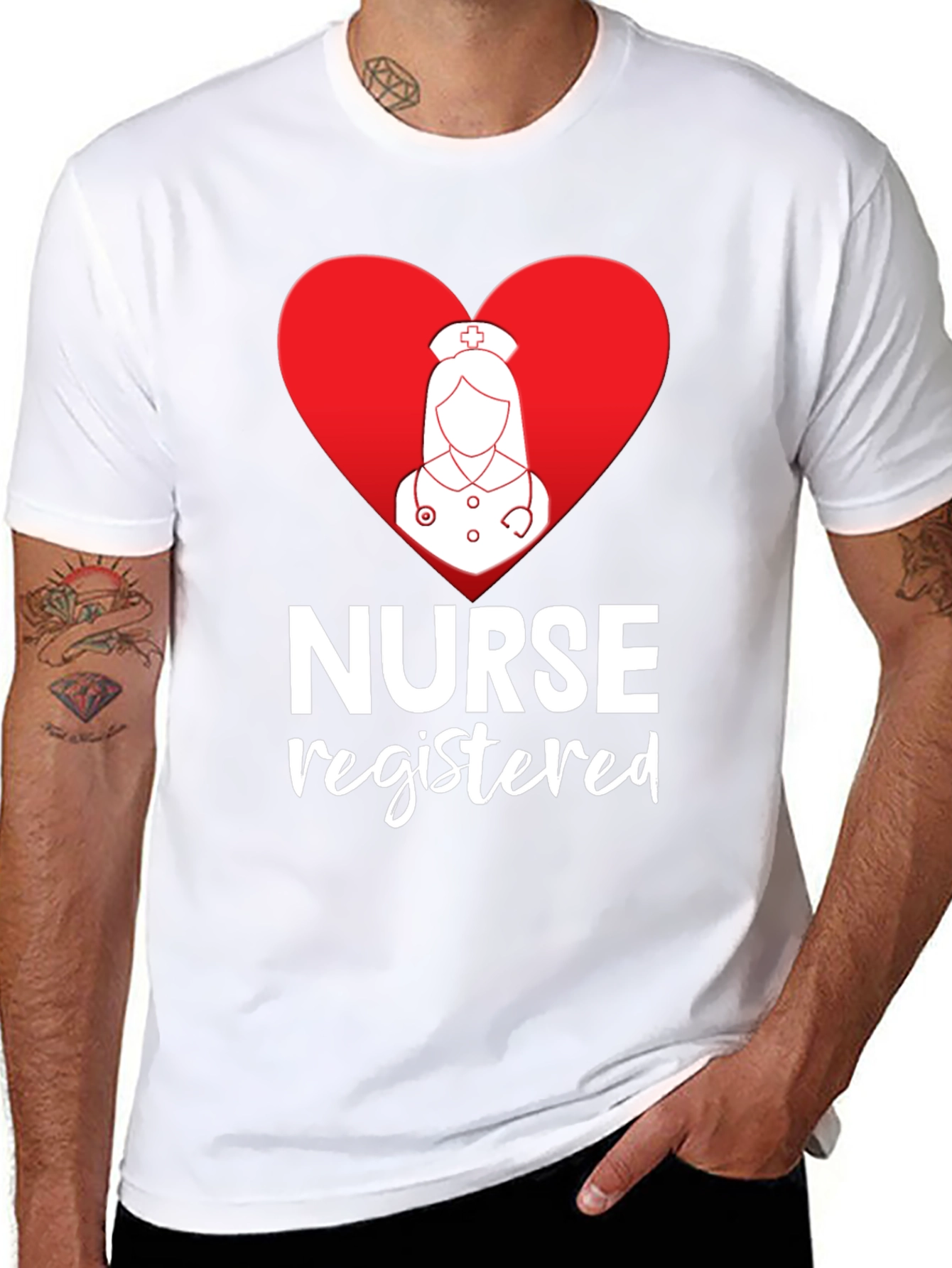 Registered Nurse Heart Graphic Black T-Shirt