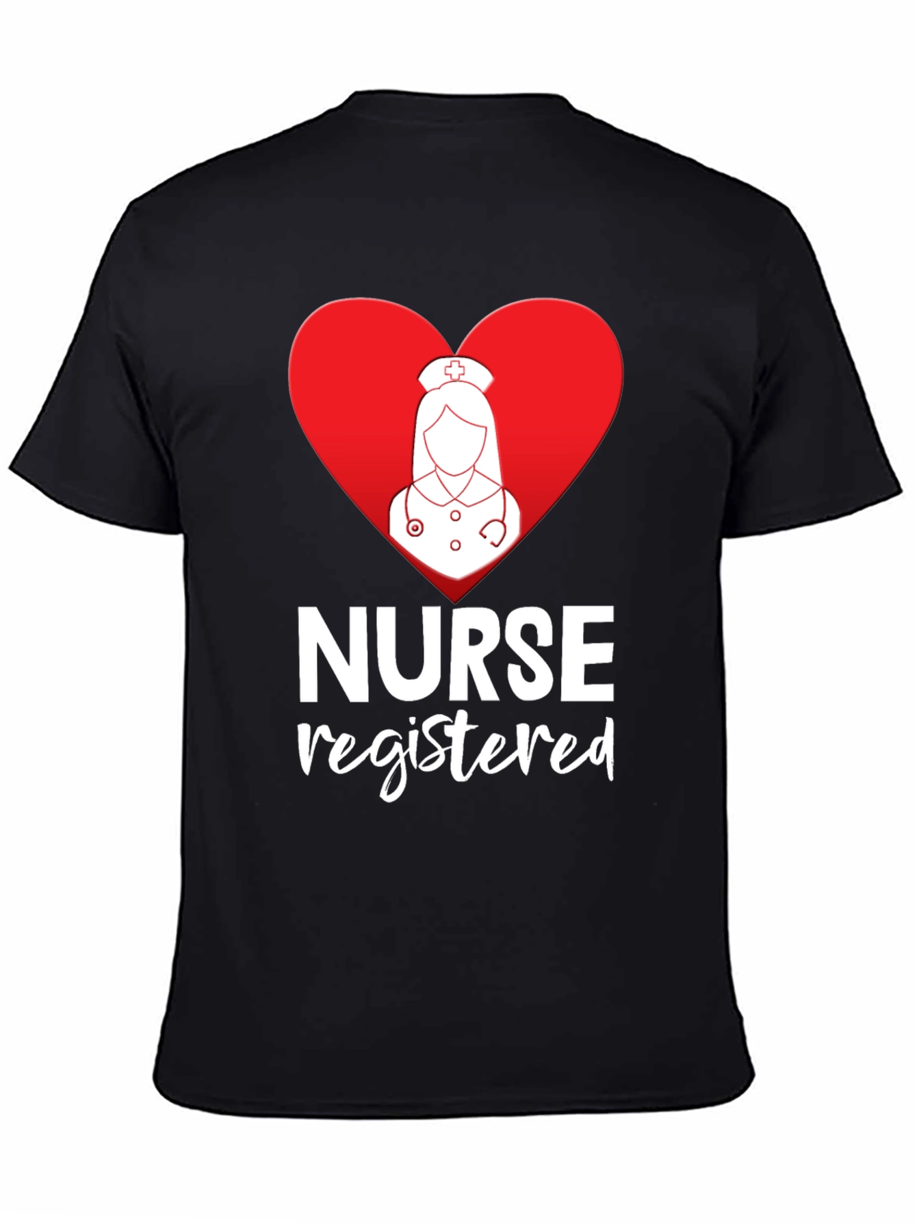 Registered Nurse Heart Graphic Black T-Shirt