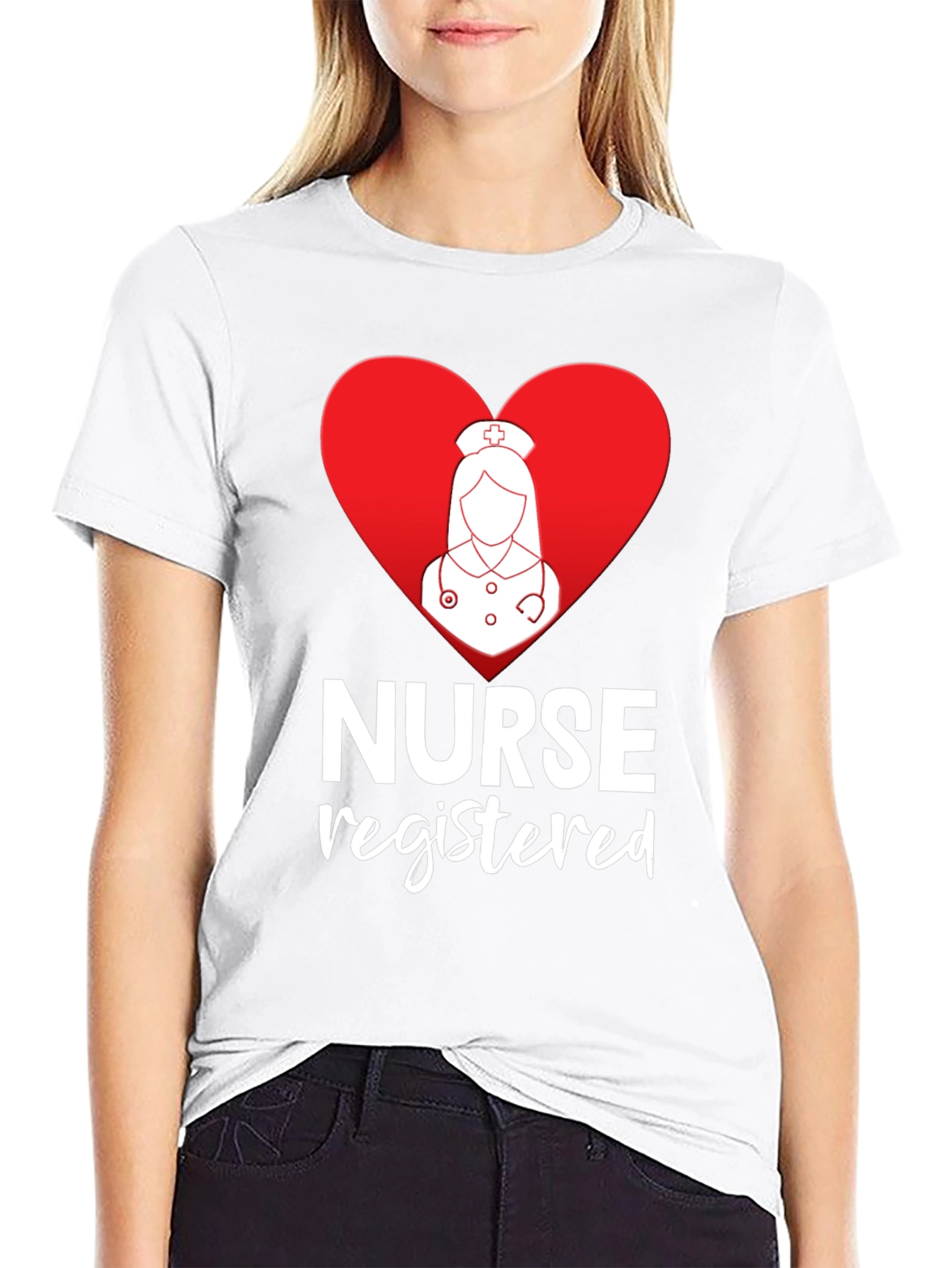 Registered Nurse Heart Graphic Black T-Shirt