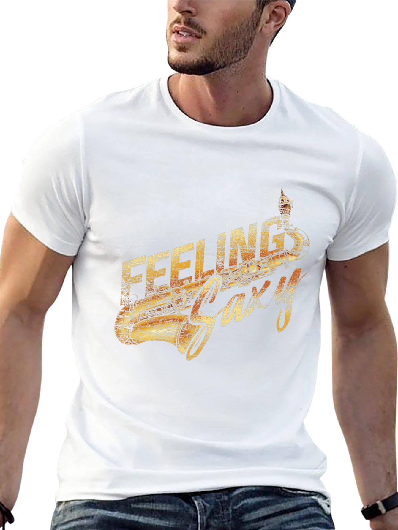 Feeling Saxy Graphic Tee - Cool Music Lover Shirt