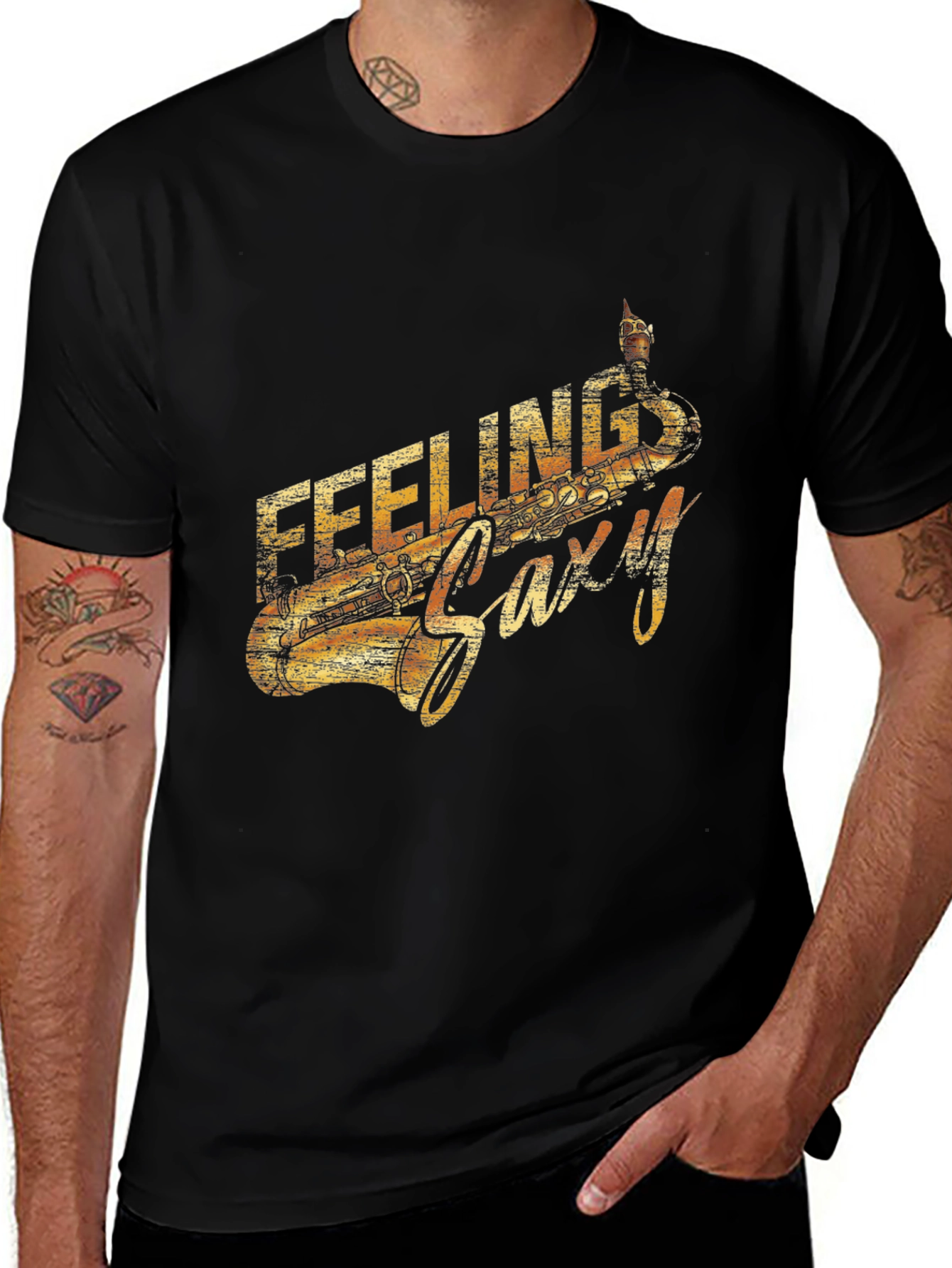 Feeling Saxy Graphic Tee - Cool Music Lover Shirt
