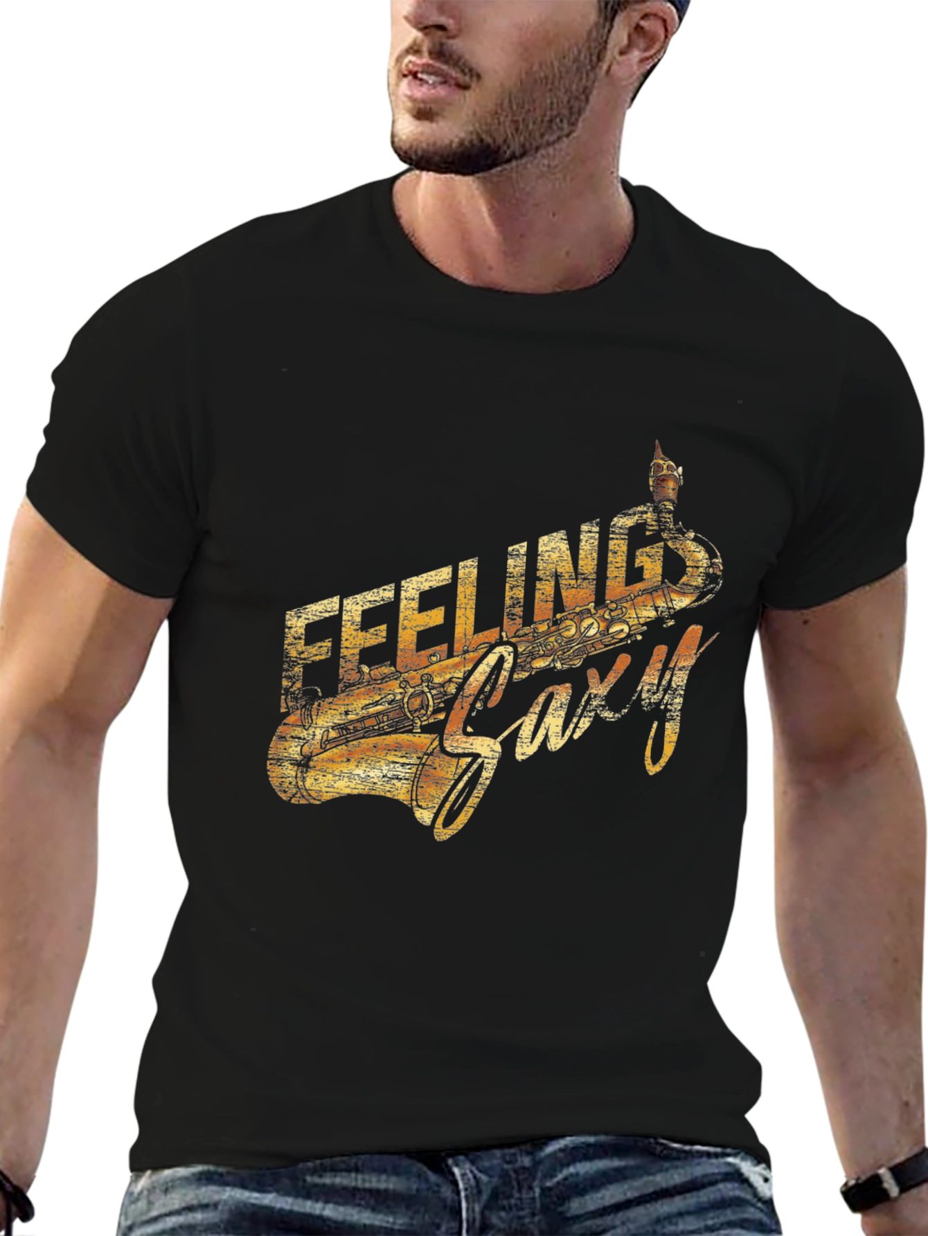 Feeling Saxy Graphic Tee - Cool Music Lover Shirt