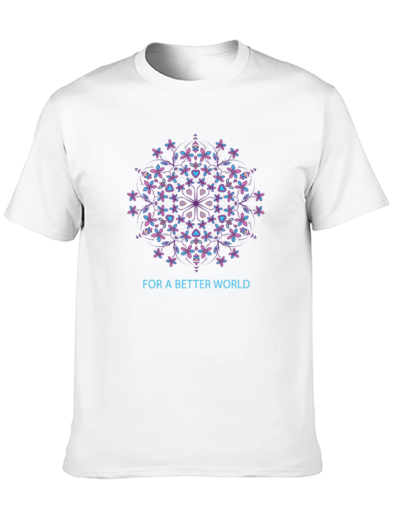 Floral Mandala Better World Black T-Shirt
