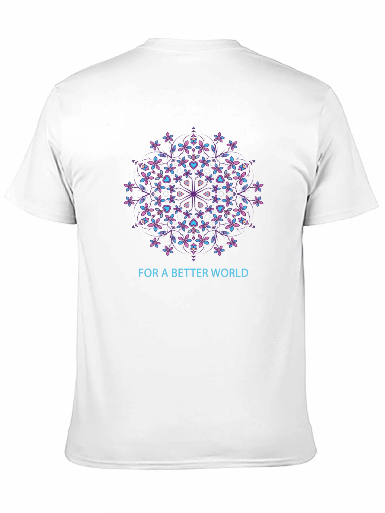 Floral Mandala Better World Black T-Shirt