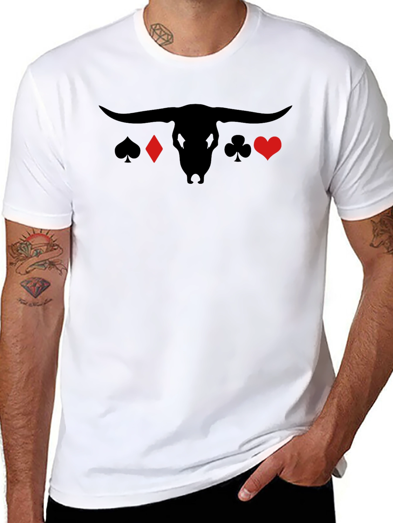 Bull & Cards Graphic Black T-Shirt