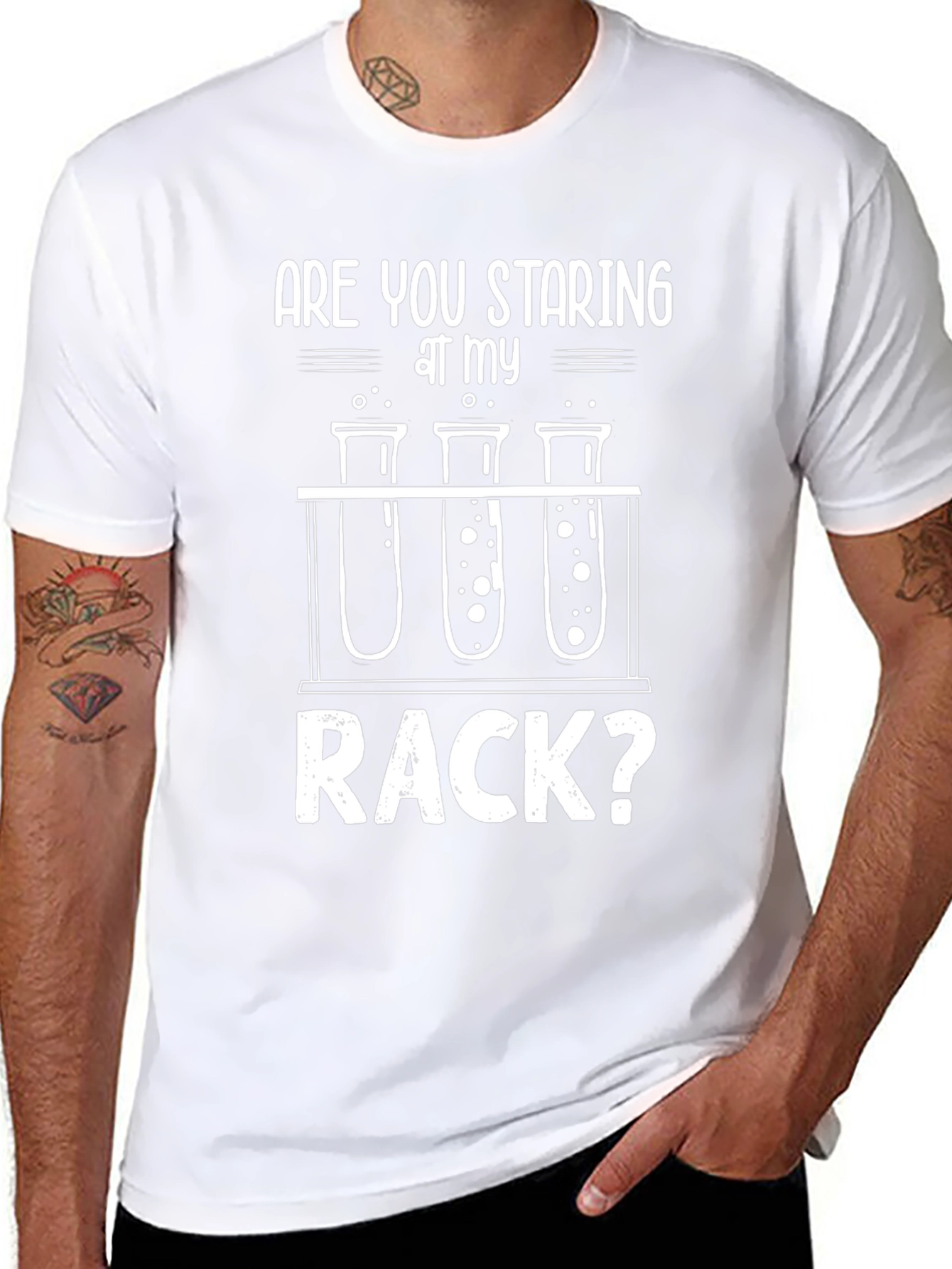 Are You Staring At My Rack? Funny Science T-Shirt