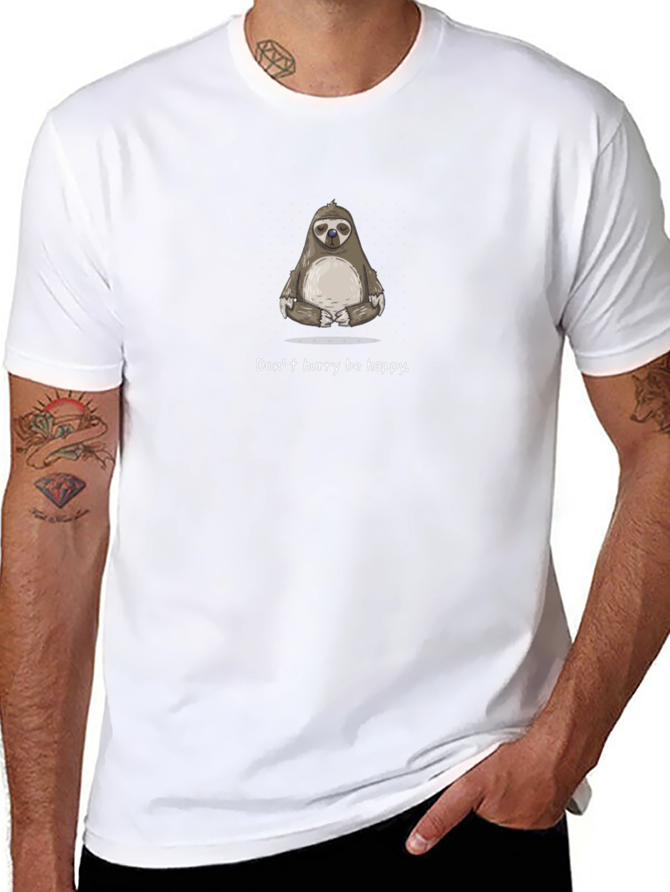 Zen Sloth Graphic T-Shirt - Dont Hurry Be Happy
