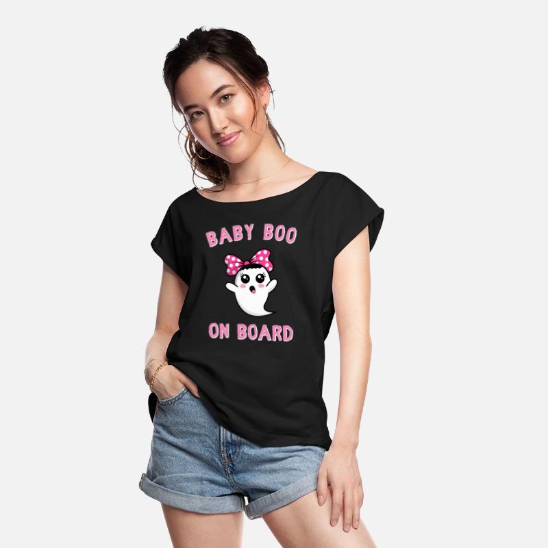 Girl Halloween BABY BOO on Board Womens Shirt