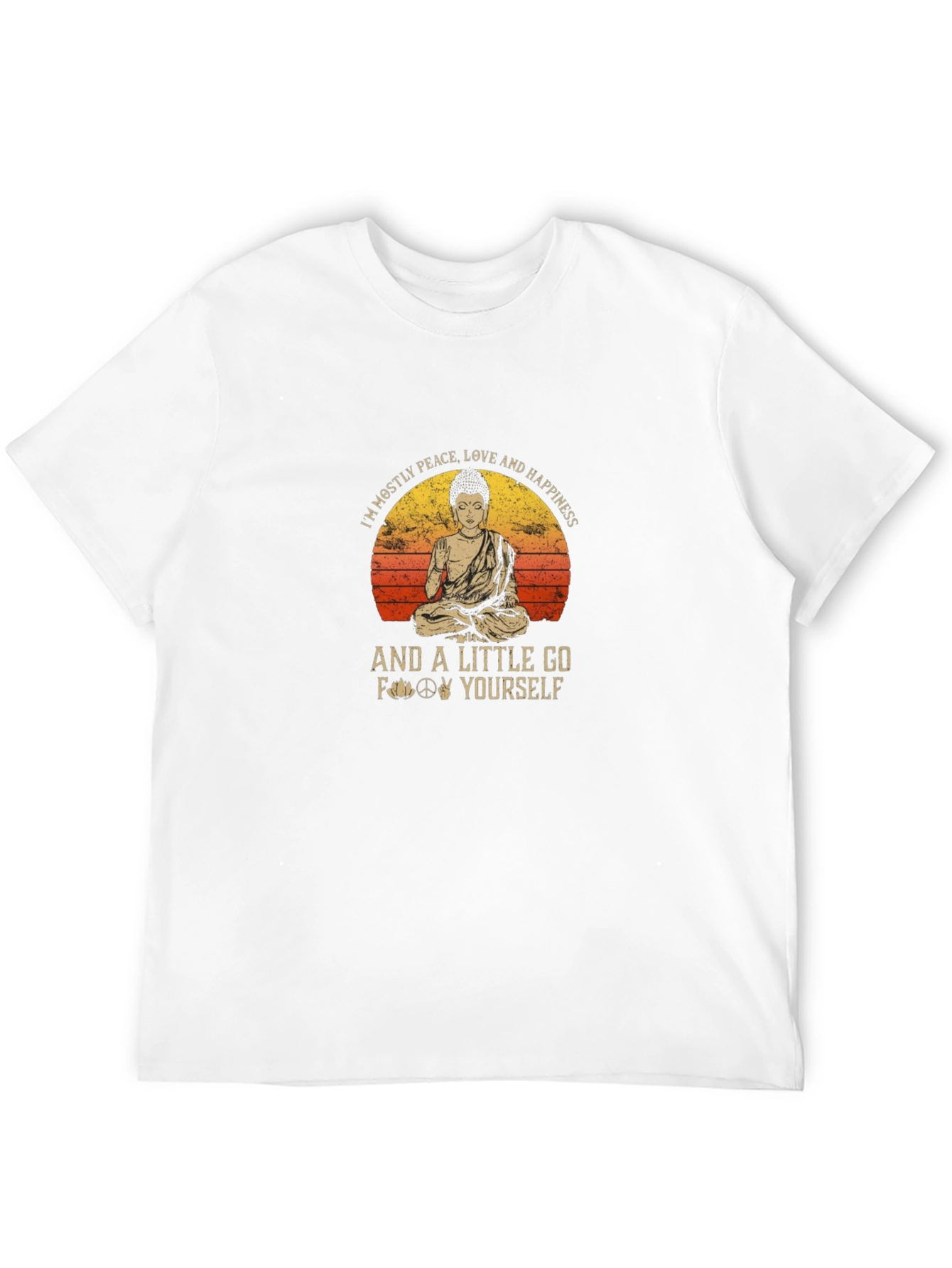 Peace Love Happiness Buddha Graphic T-Shirt