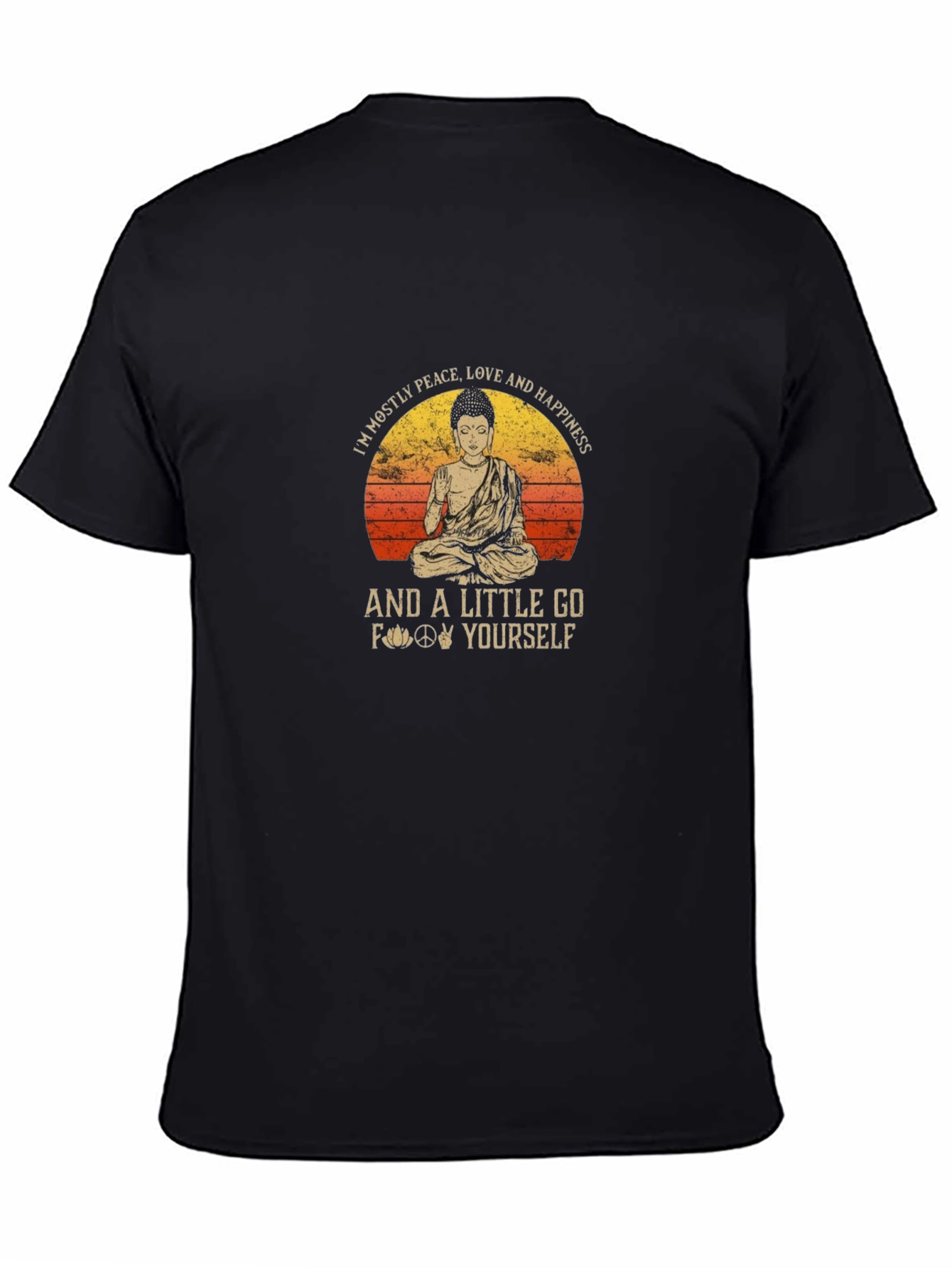 Peace Love Happiness Buddha Graphic T-Shirt