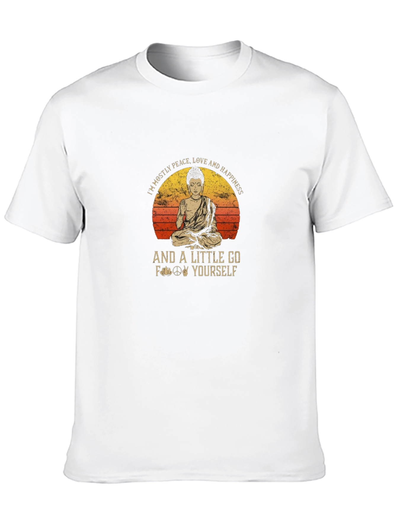 Peace Love Happiness Buddha Graphic T-Shirt