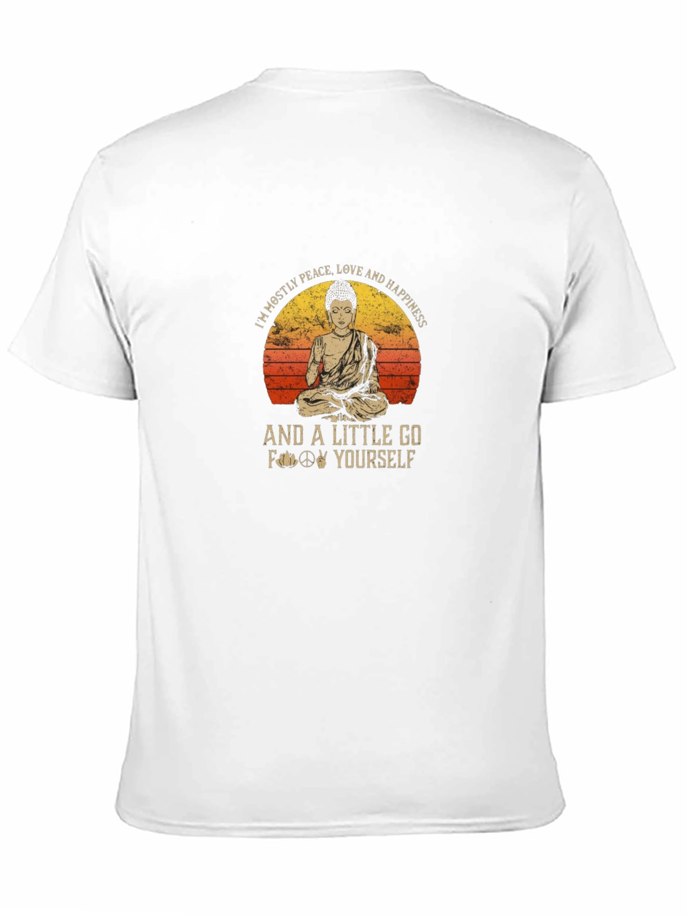 Peace Love Happiness Buddha Graphic T-Shirt