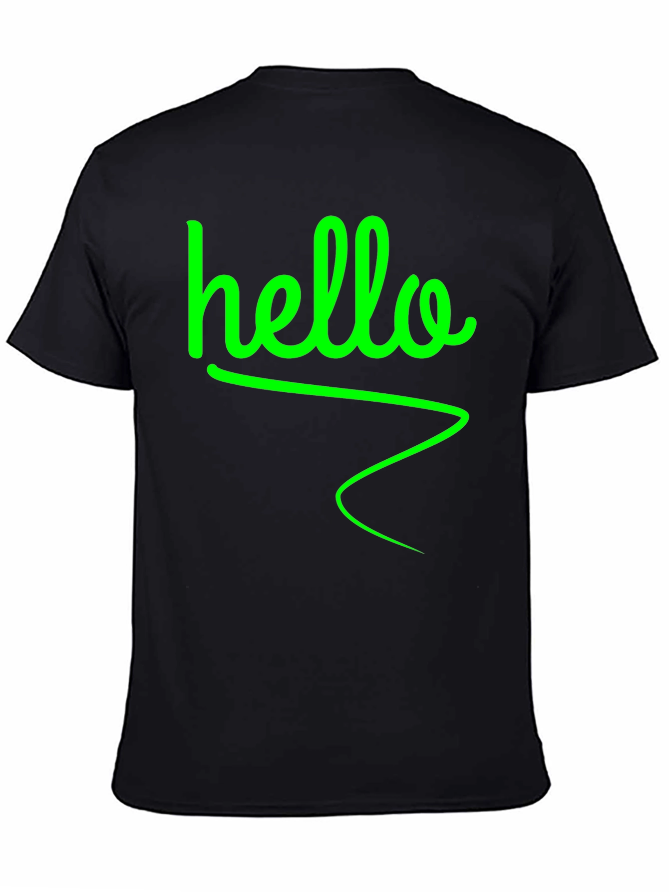Hello Green Graphic Black T-Shirt