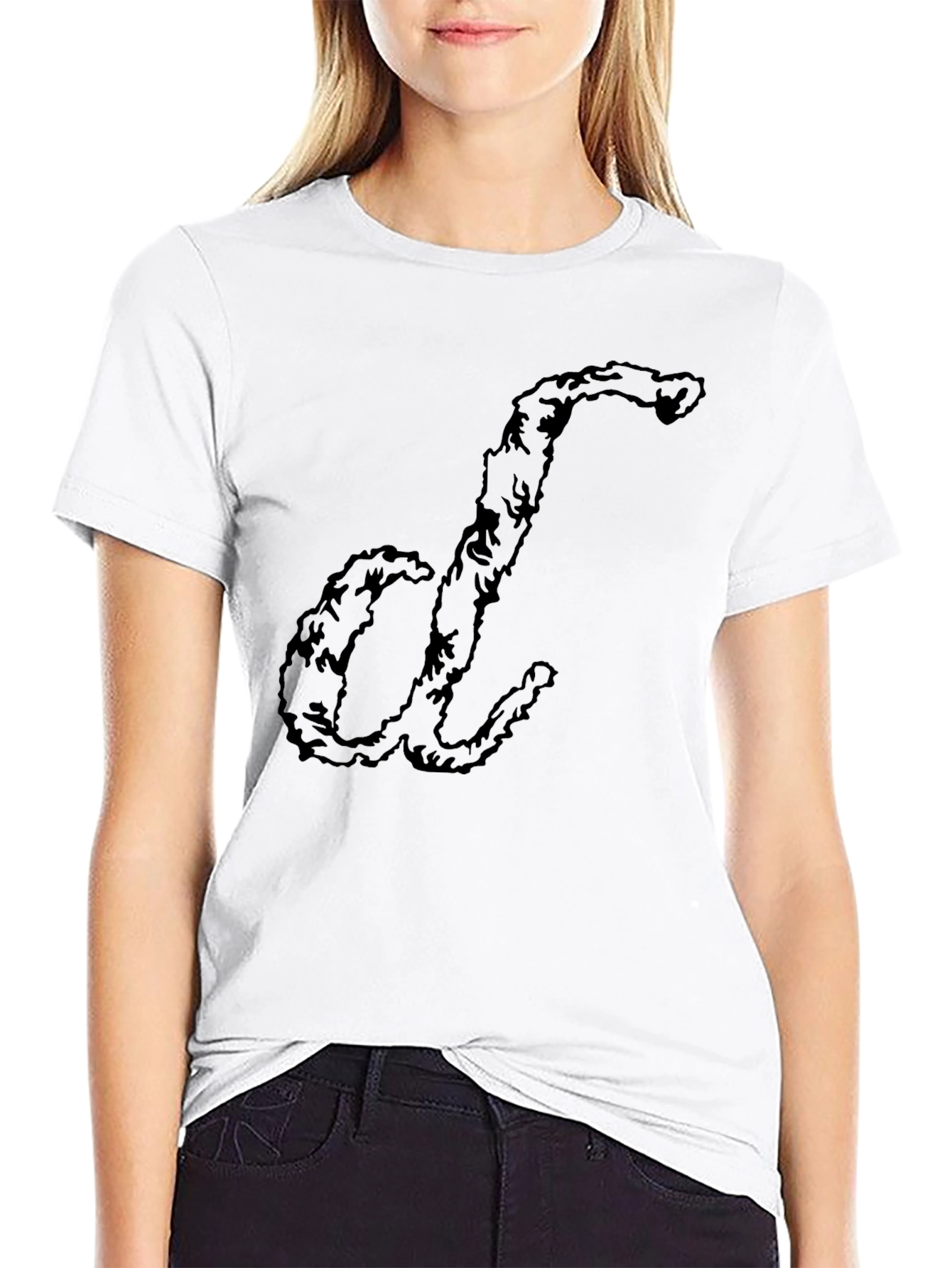 Unique Letter Tee - Soft Cotton Black T-Shirt