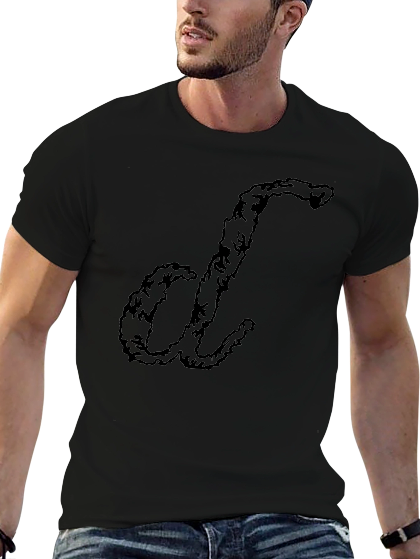 Unique Letter Tee - Soft Cotton Black T-Shirt