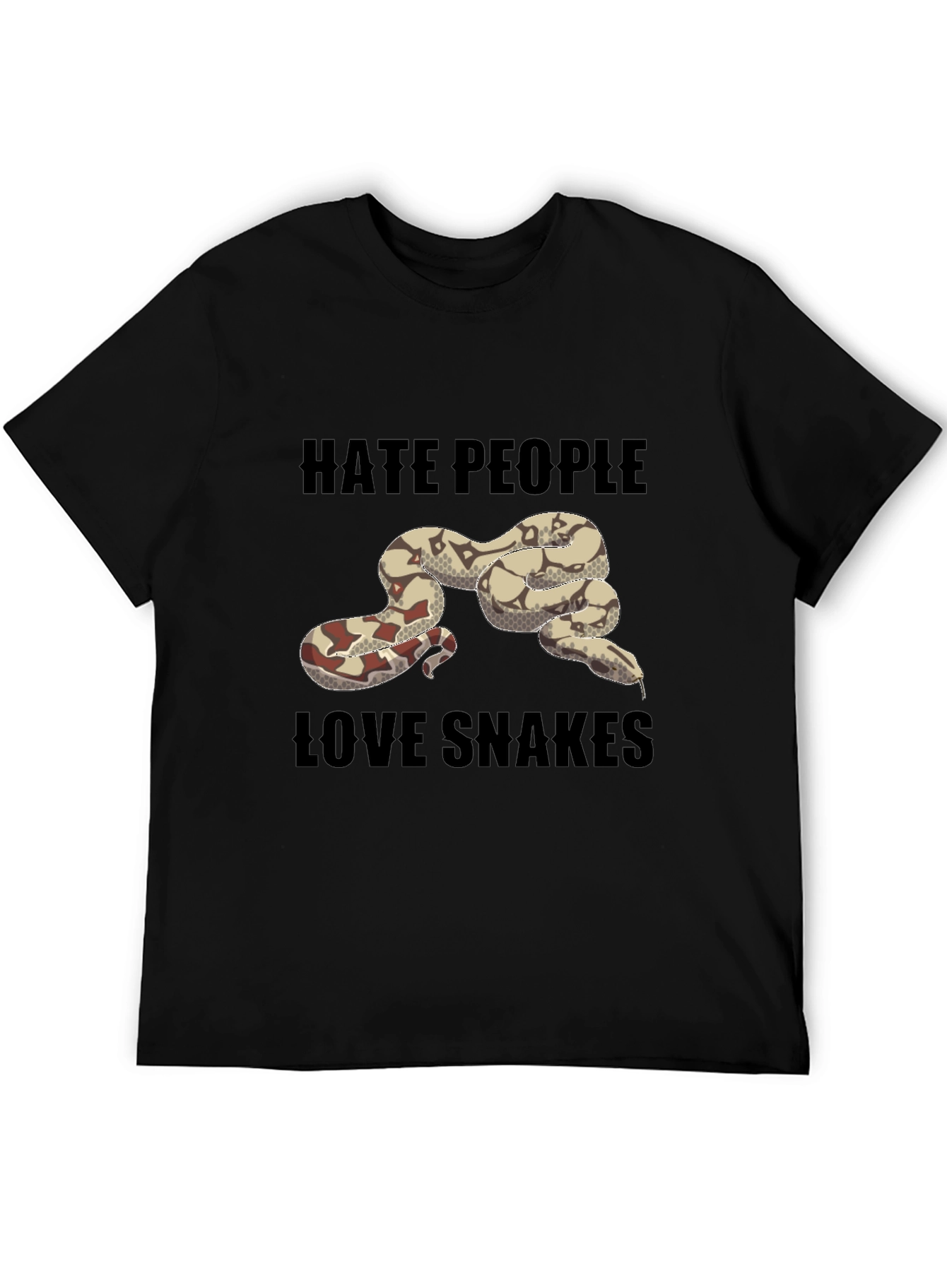 Hate People Love Snakes Graphic T-Shirt - Black