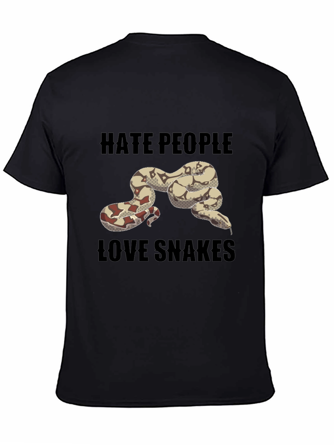 Hate People Love Snakes Graphic T-Shirt - Black