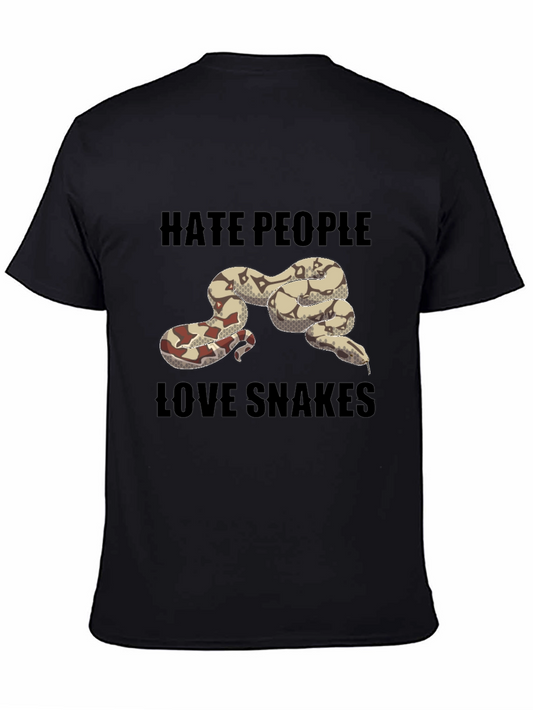 Hate People Love Snakes Graphic T-Shirt - Black
