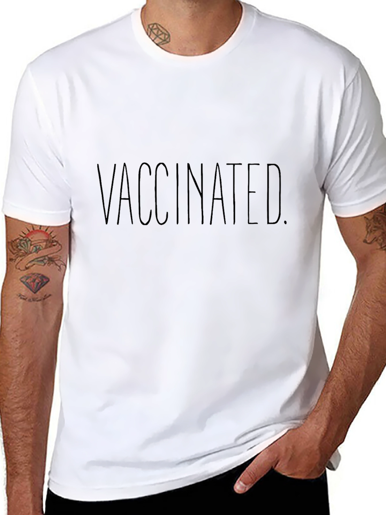 Vaccinated Graphic Tee - Black Cotton T-Shirt
