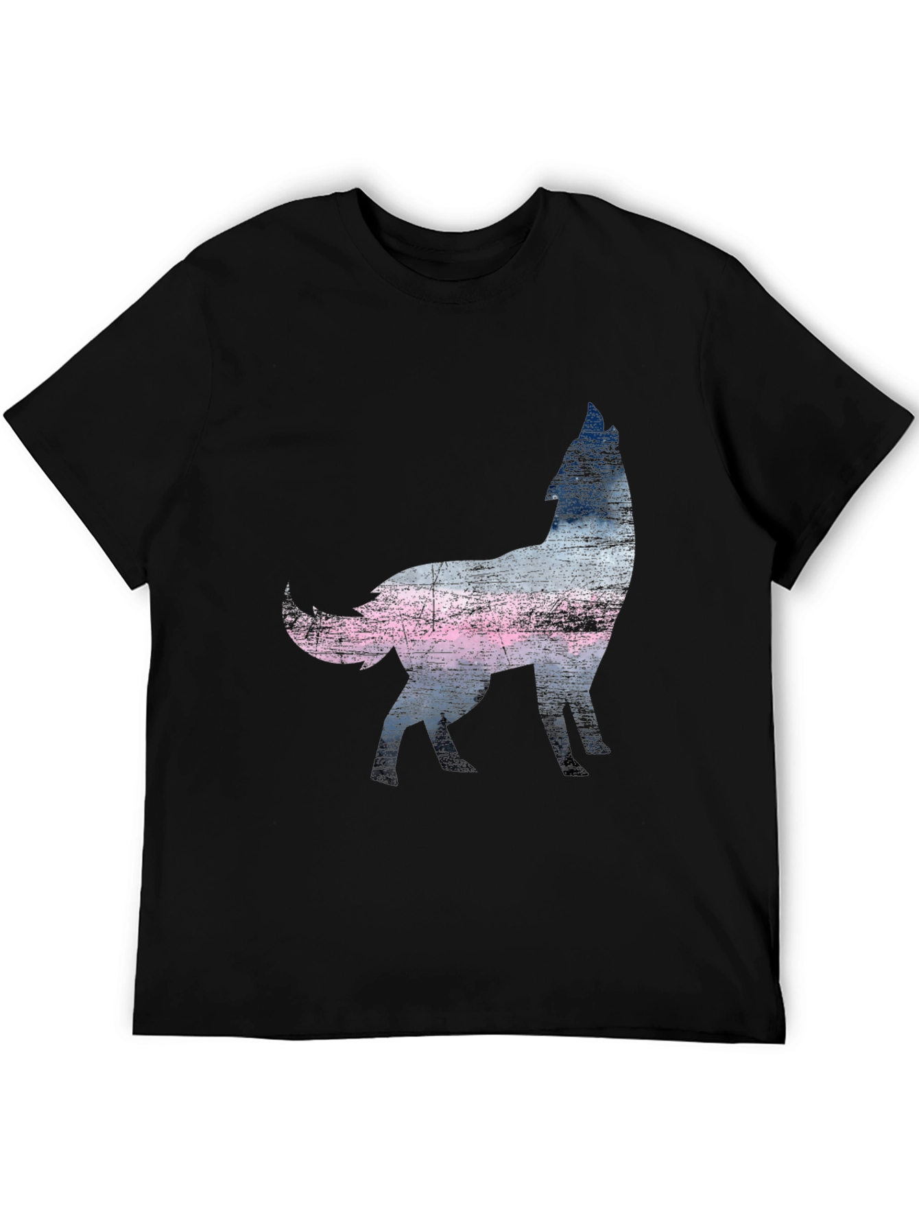Wolf Silhouette Graphic Print Black T-Shirt