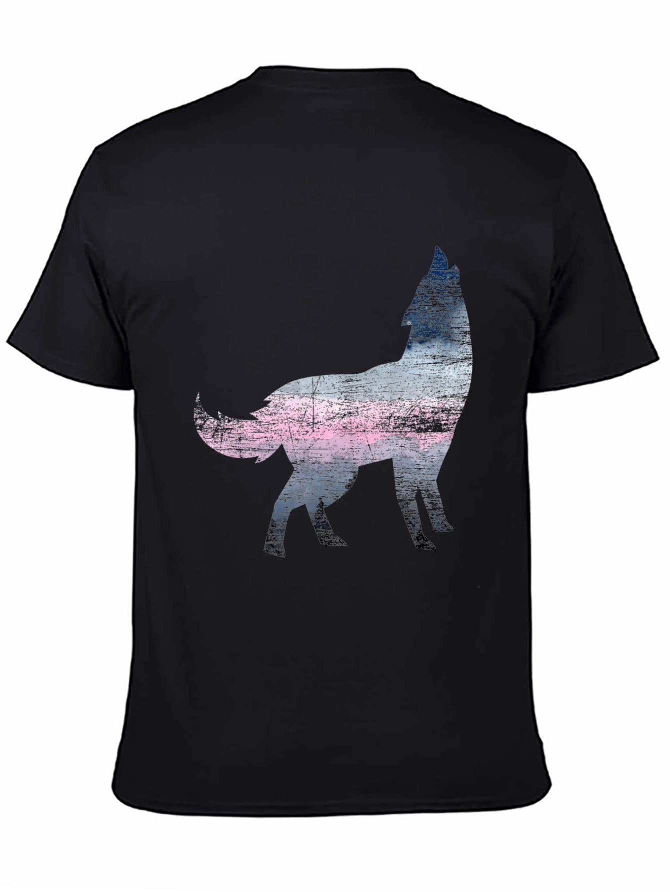 Wolf Silhouette Graphic Print Black T-Shirt
