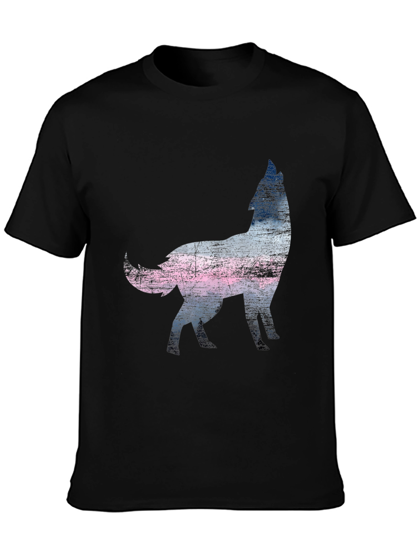 Wolf Silhouette Graphic Print Black T-Shirt