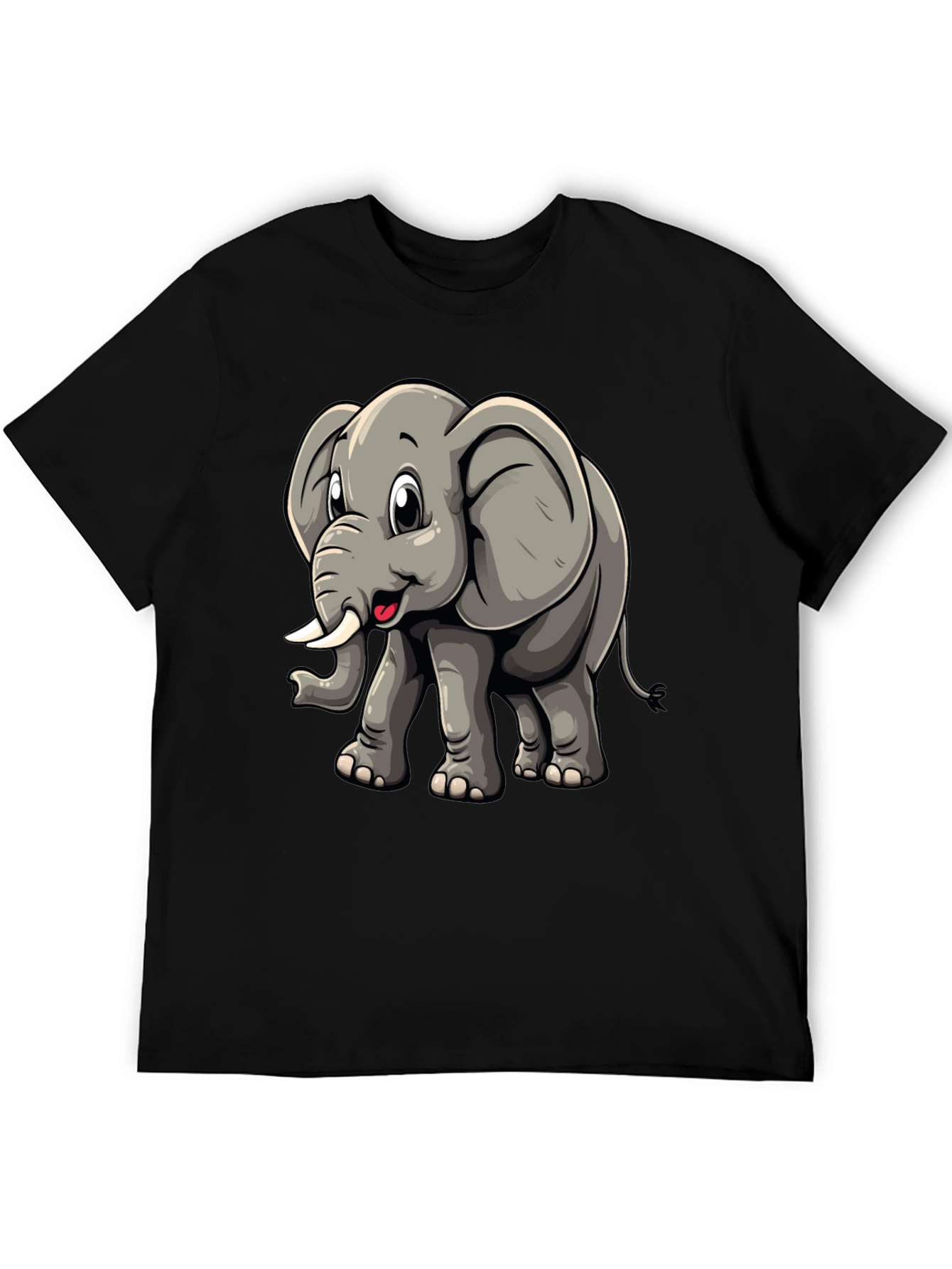 Cute Elephant Graphic Tee - Black T-Shirt