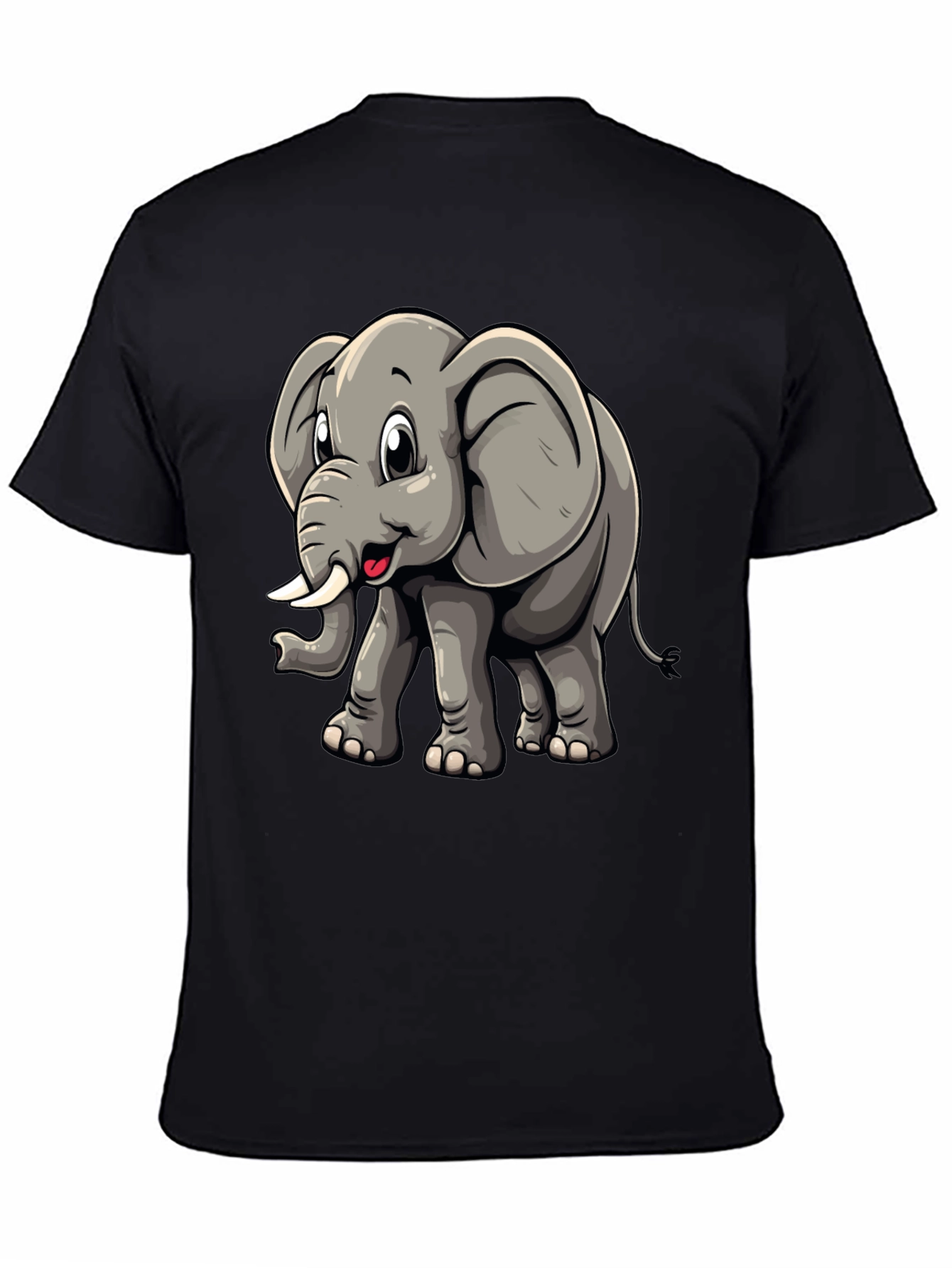 Cute Elephant Graphic Tee - Black T-Shirt