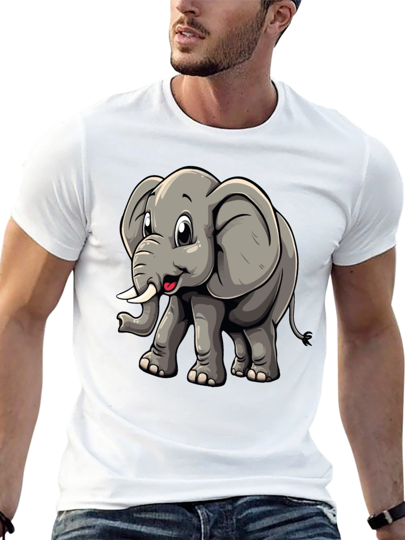 Cute Elephant Graphic Tee - Black T-Shirt