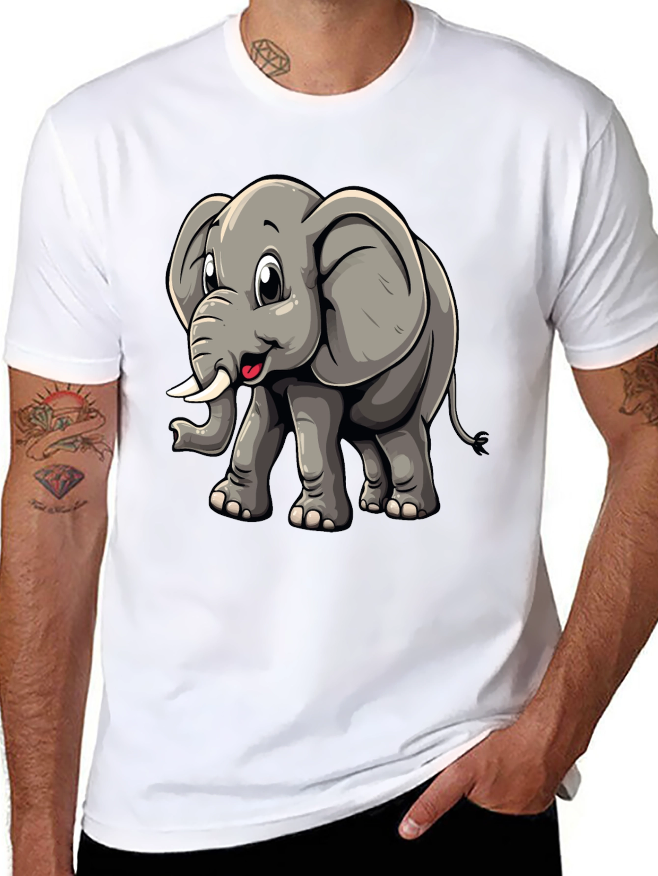 Cute Elephant Graphic Tee - Black T-Shirt
